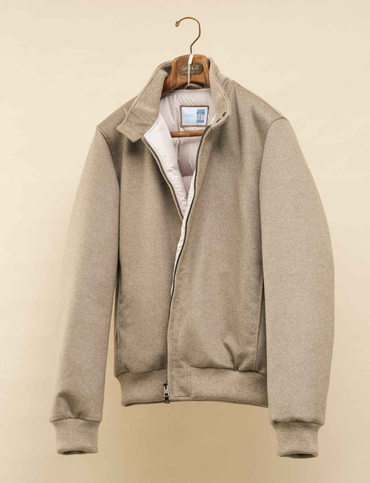 Cashmere Down Padded Bomber Tortora Gabucci Outerwear 50