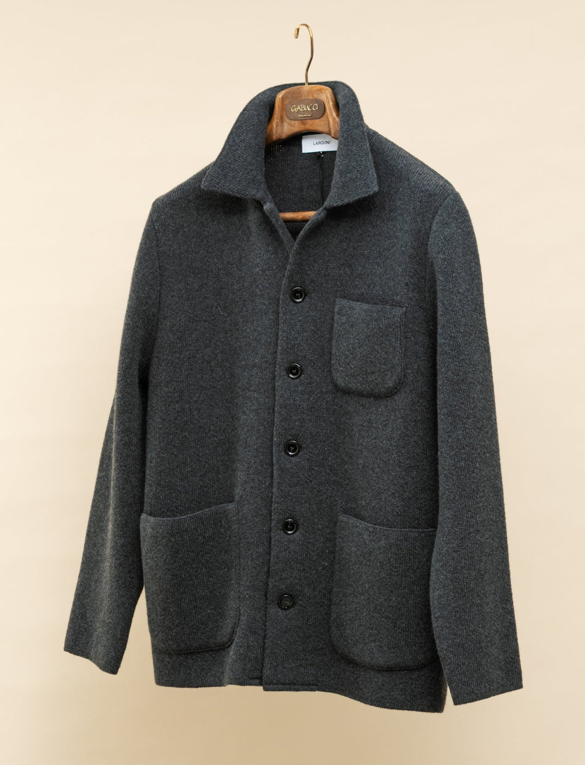 Cashmere Shirt Jacket Charcoal Lardini Knitwear S