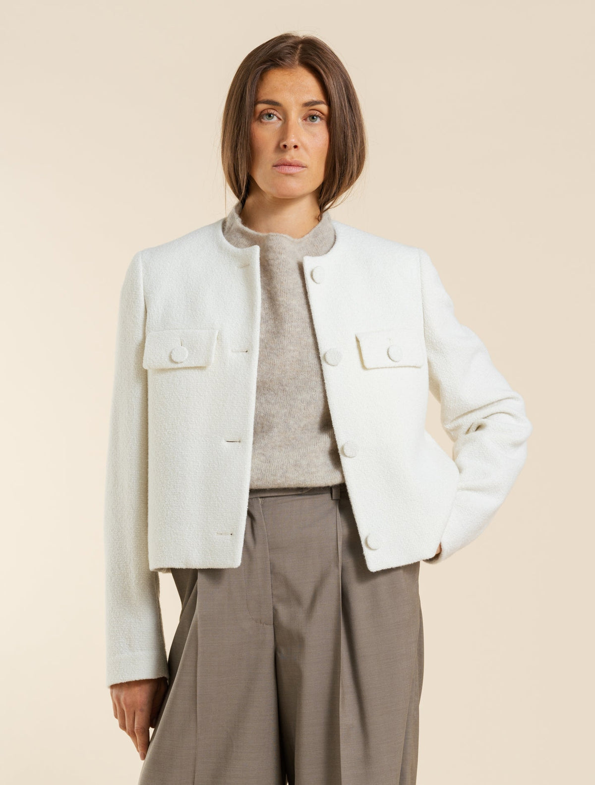 Conelle Boucle Jacket Off White Lardini Jackets IT 38