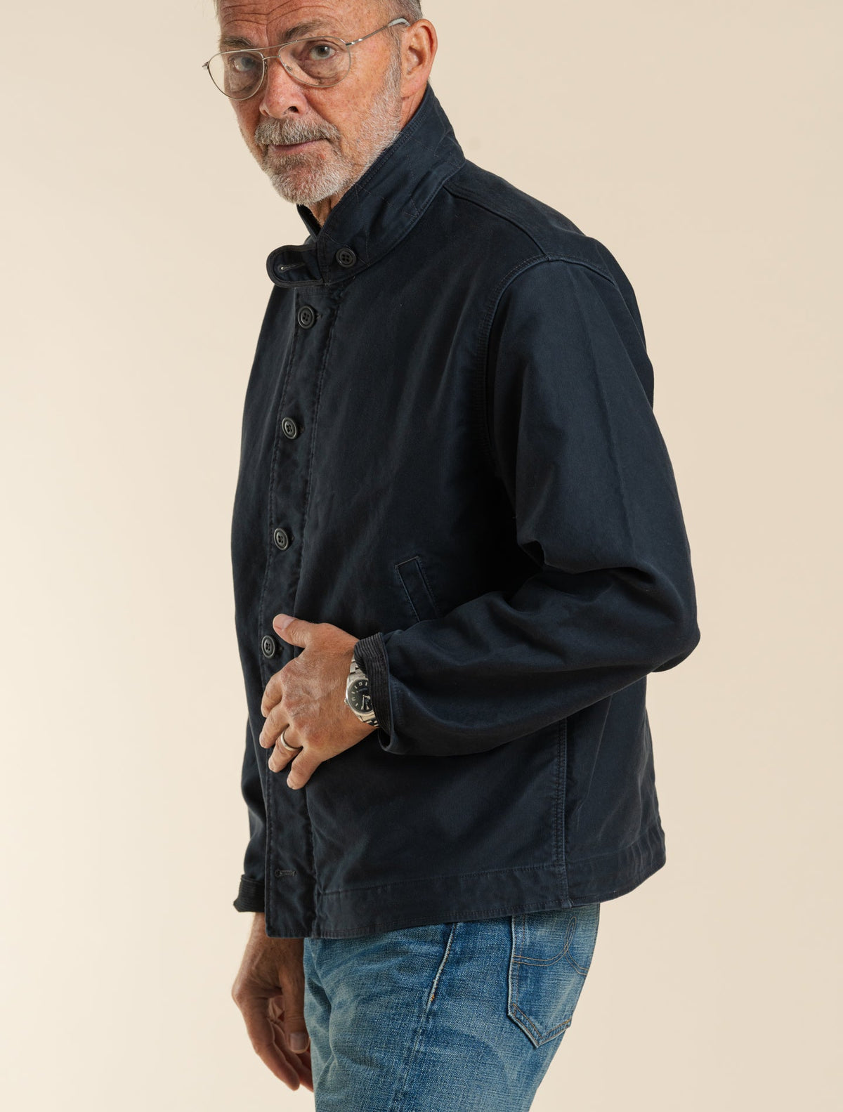 Corduroy-Collar Cotton Deck Jacket Dark Navy RRL Outerwear S