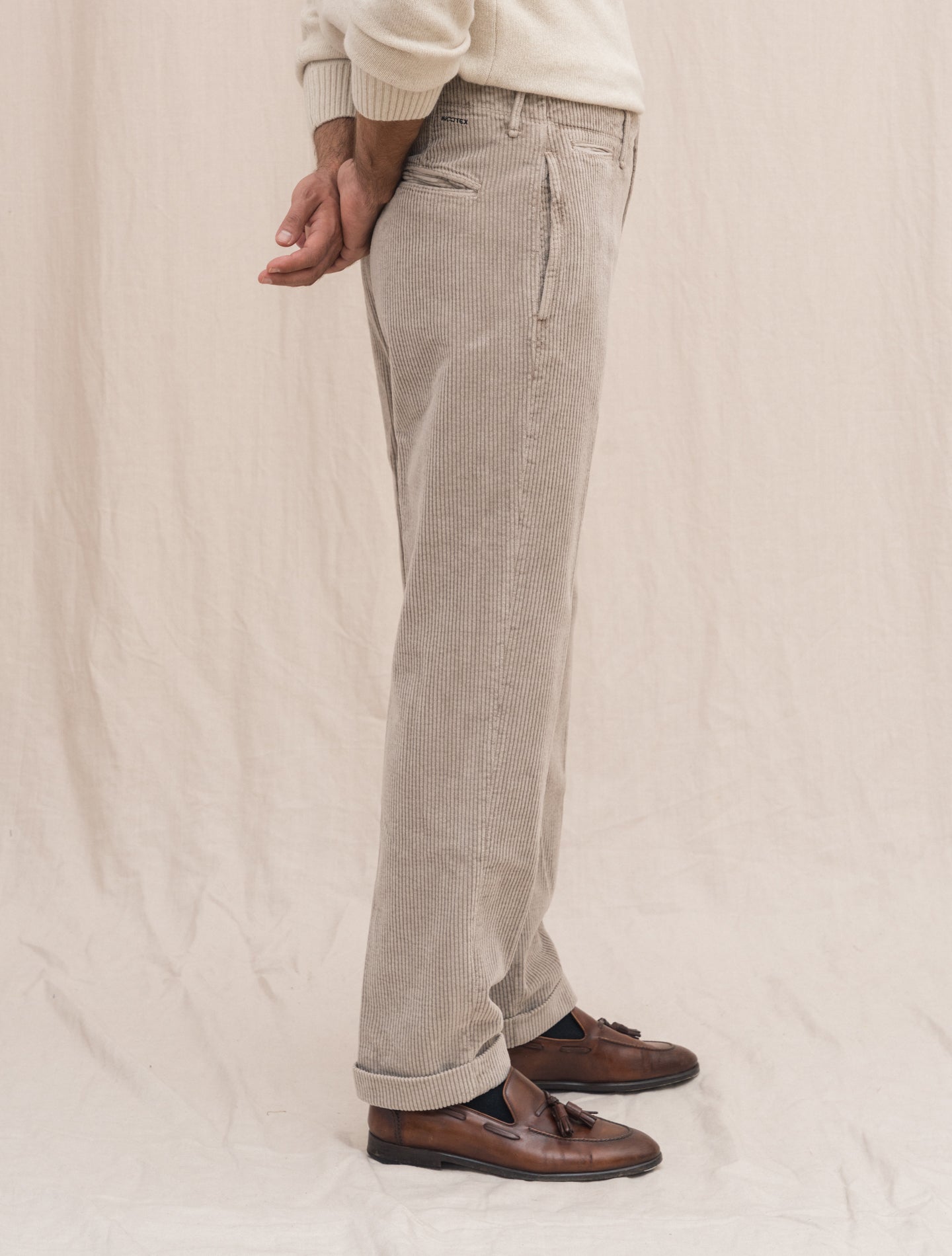 Corduroy Regular Fit Slacks Greige Incotex Trousers 30