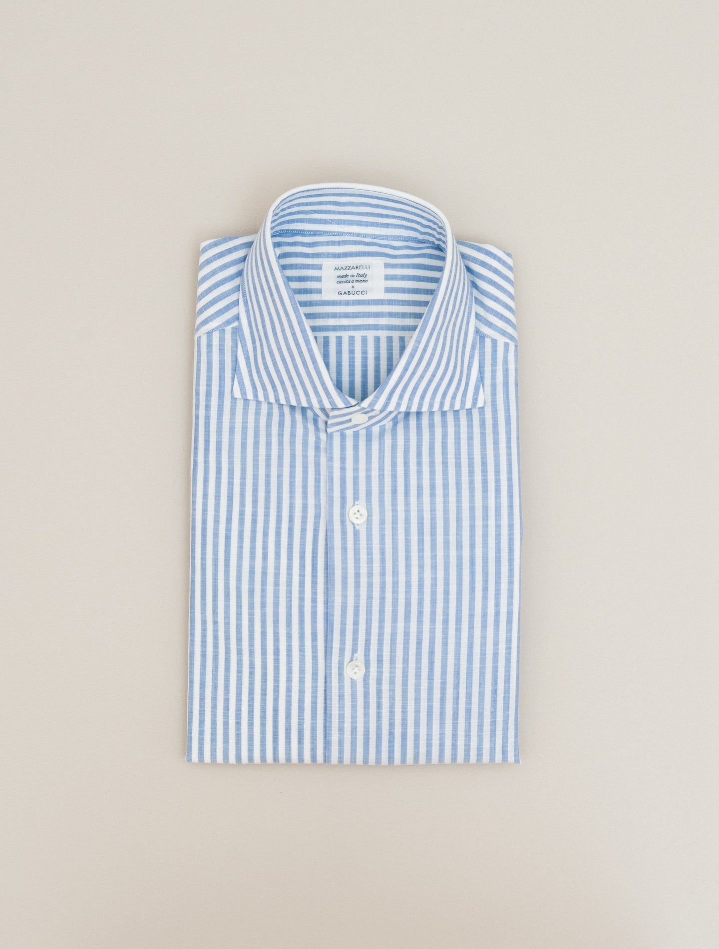 Cotton Bengal Cut Away Shirt Blue Mazzarelli Shirts 38