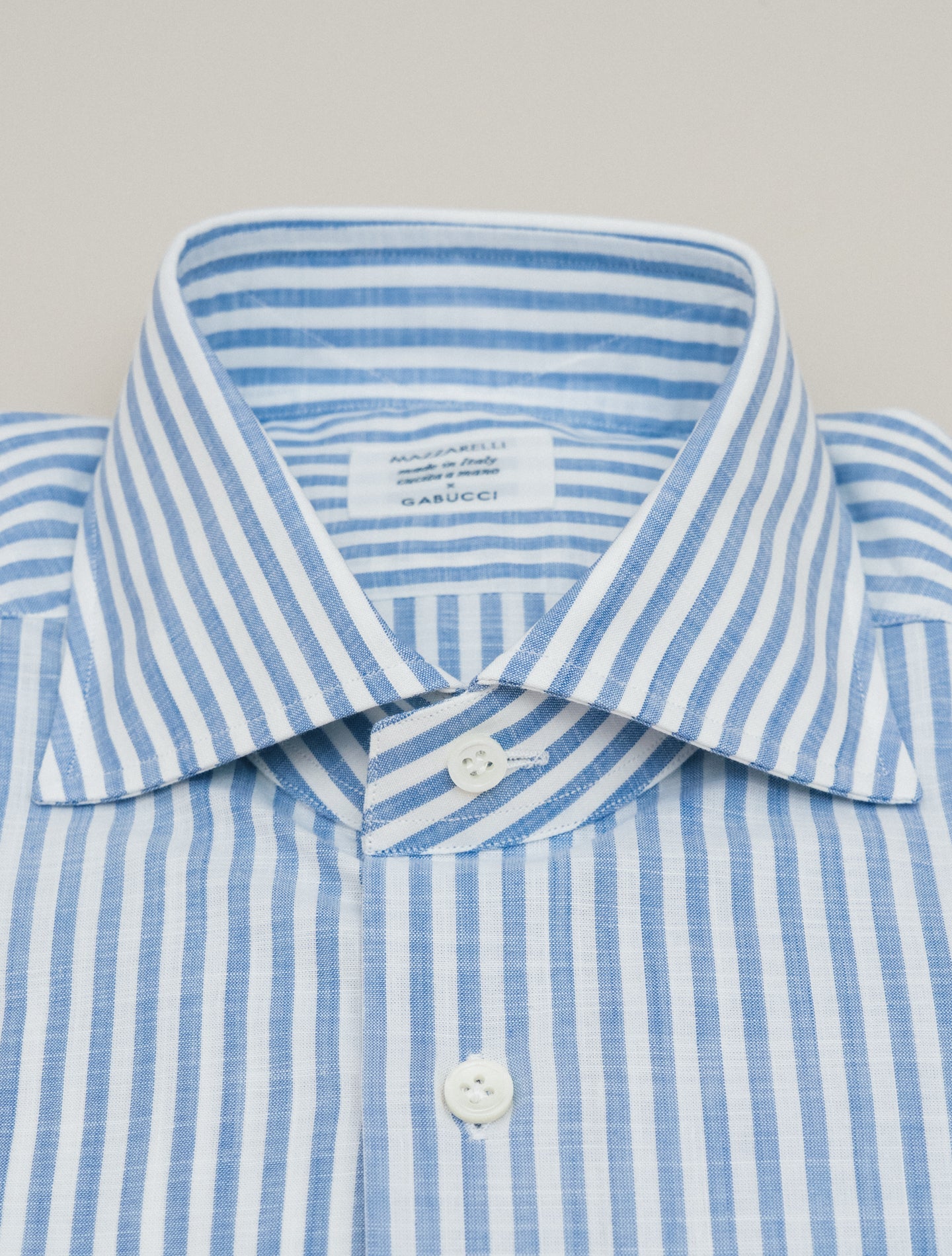 Cotton Bengal Cut Away Shirt Blue Mazzarelli Shirts 38