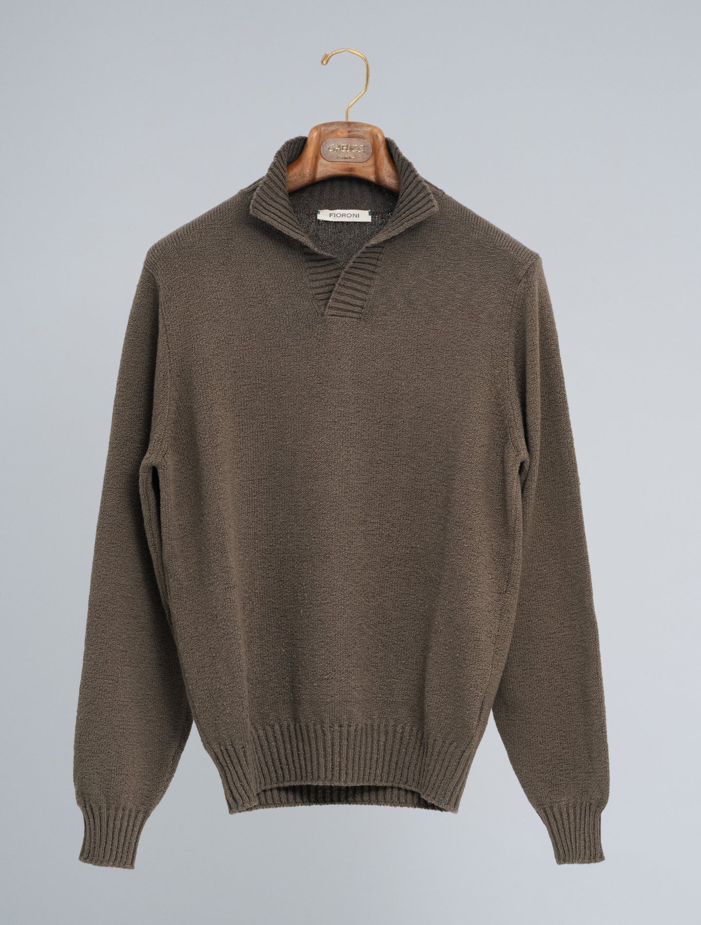 Cotton Boucle Polo Shirt Sweater Military Fioroni Knitwear 48