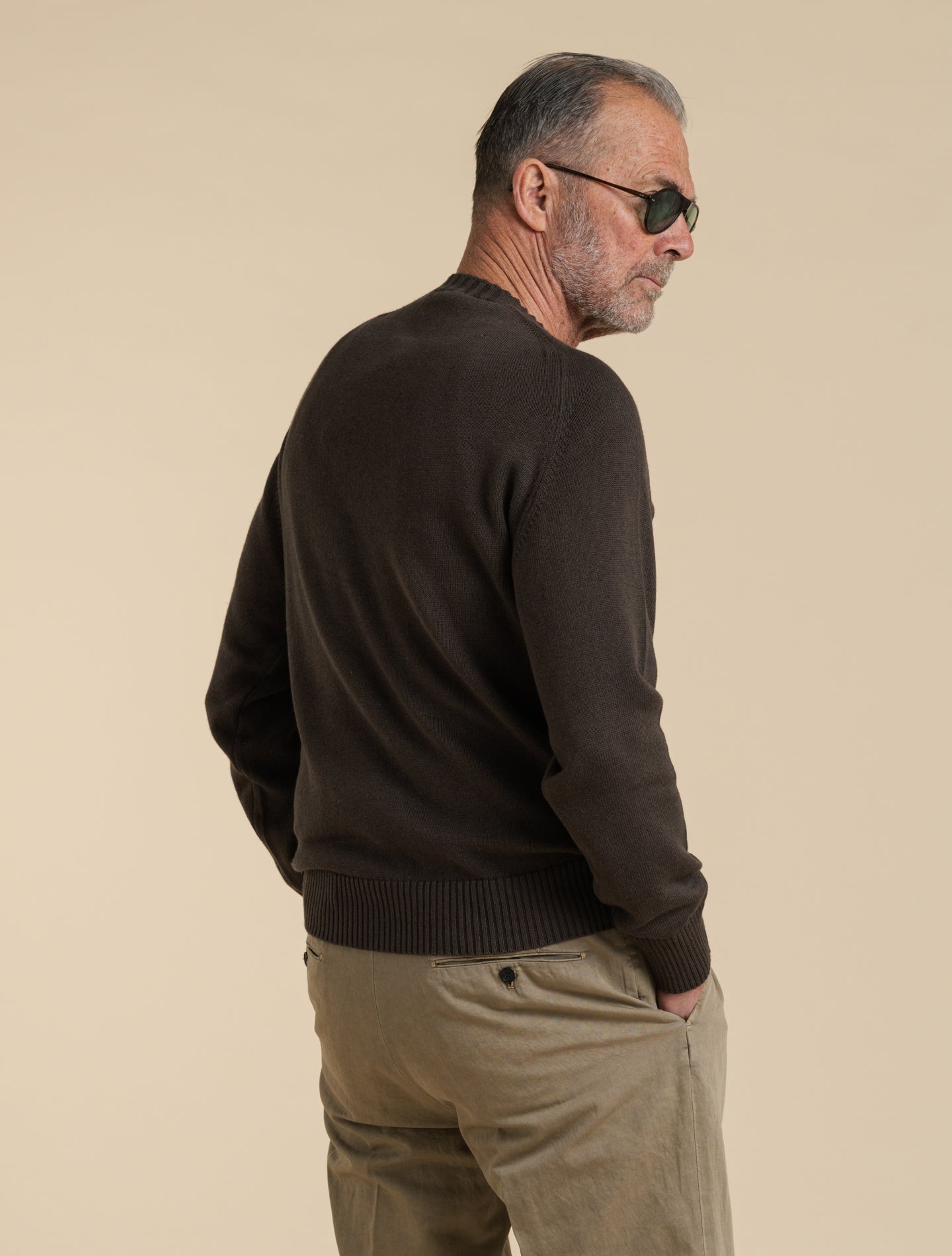 Cotton Cashmere Saddle Shoulder Crewneck Brown Morgano Knitwear 48