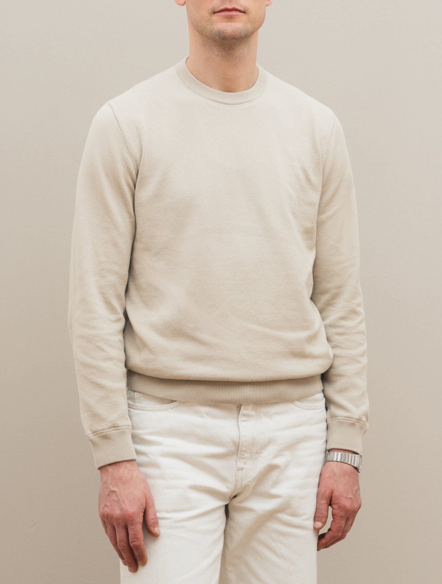 Cotton Knitted Collage Sweater Off White Gabucci Knitwear 48