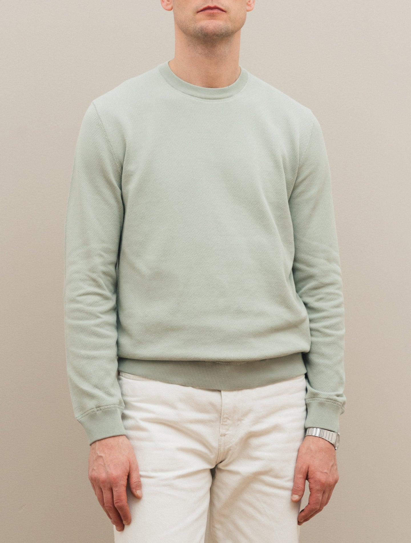 Cotton Knitted Collage Sweater Sage Gabucci Knitwear 48