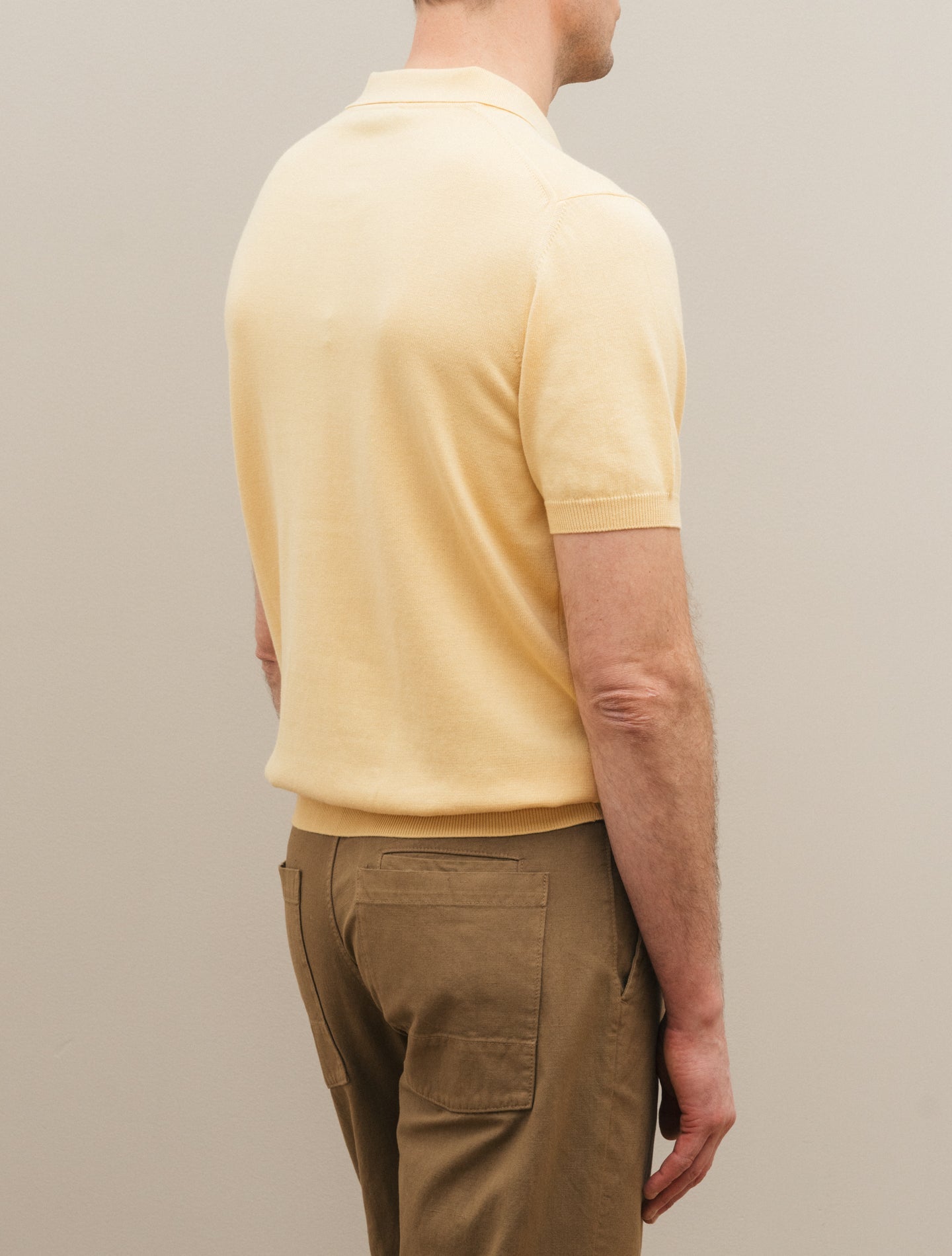 Cotton Knitted Polo Shirt Short Sleeve Yellow Morgano Polo shirts 48