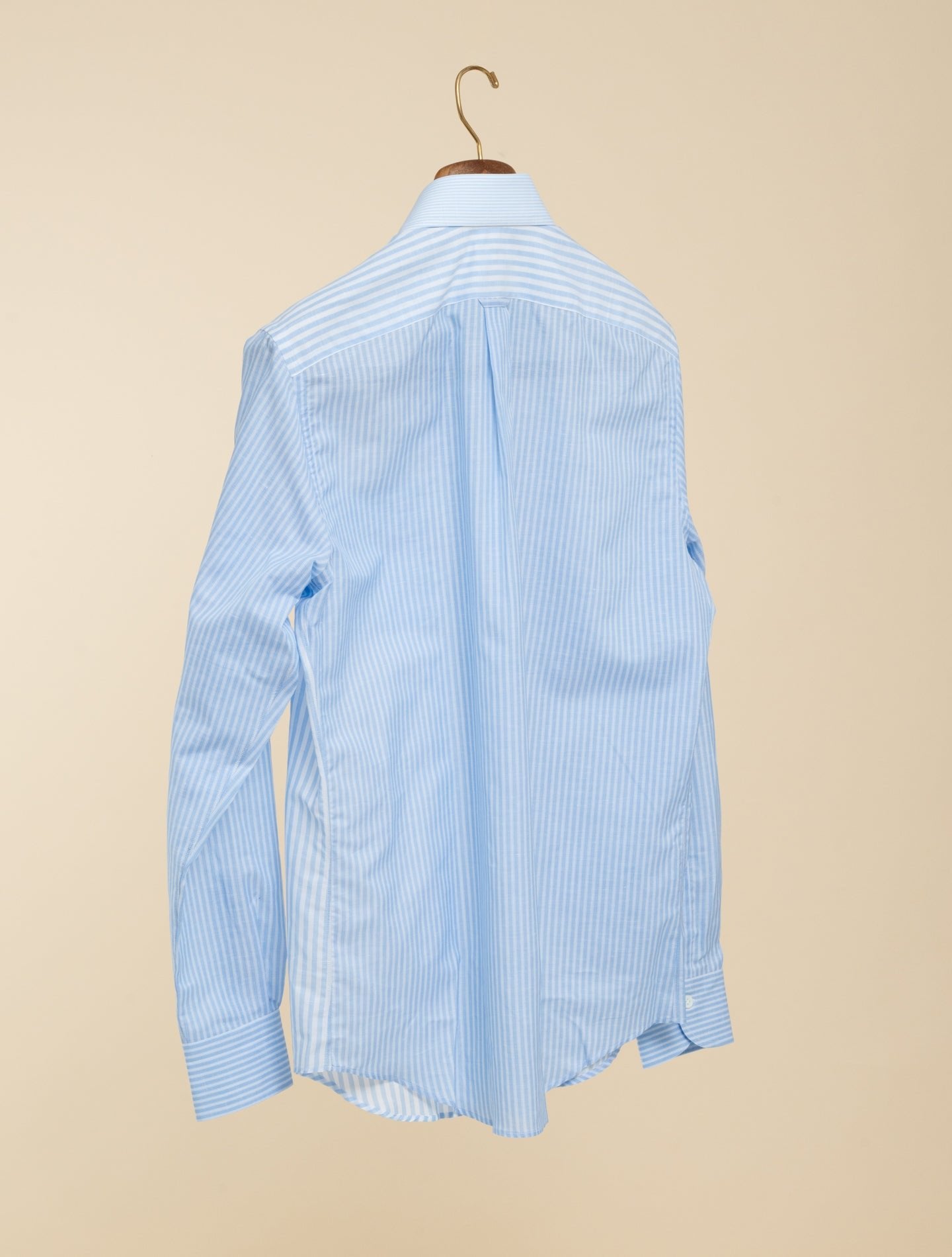 Cotton Linen Mix Striped IVY Shirt Light Blue Mazzarelli Shirts 38