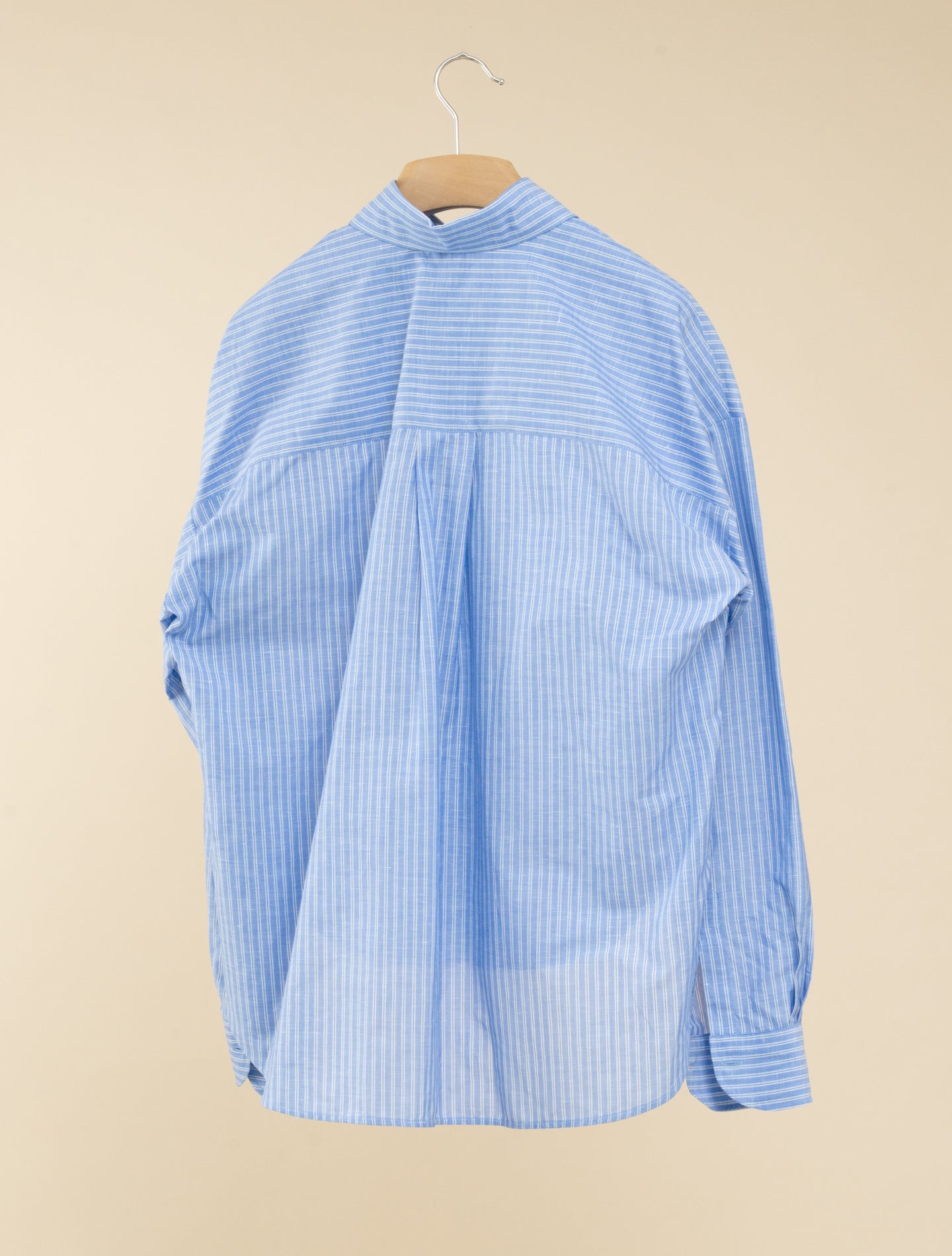 Cotton Linen Multi Striped Shirt Blue Mazzarelli Shirts IT 36