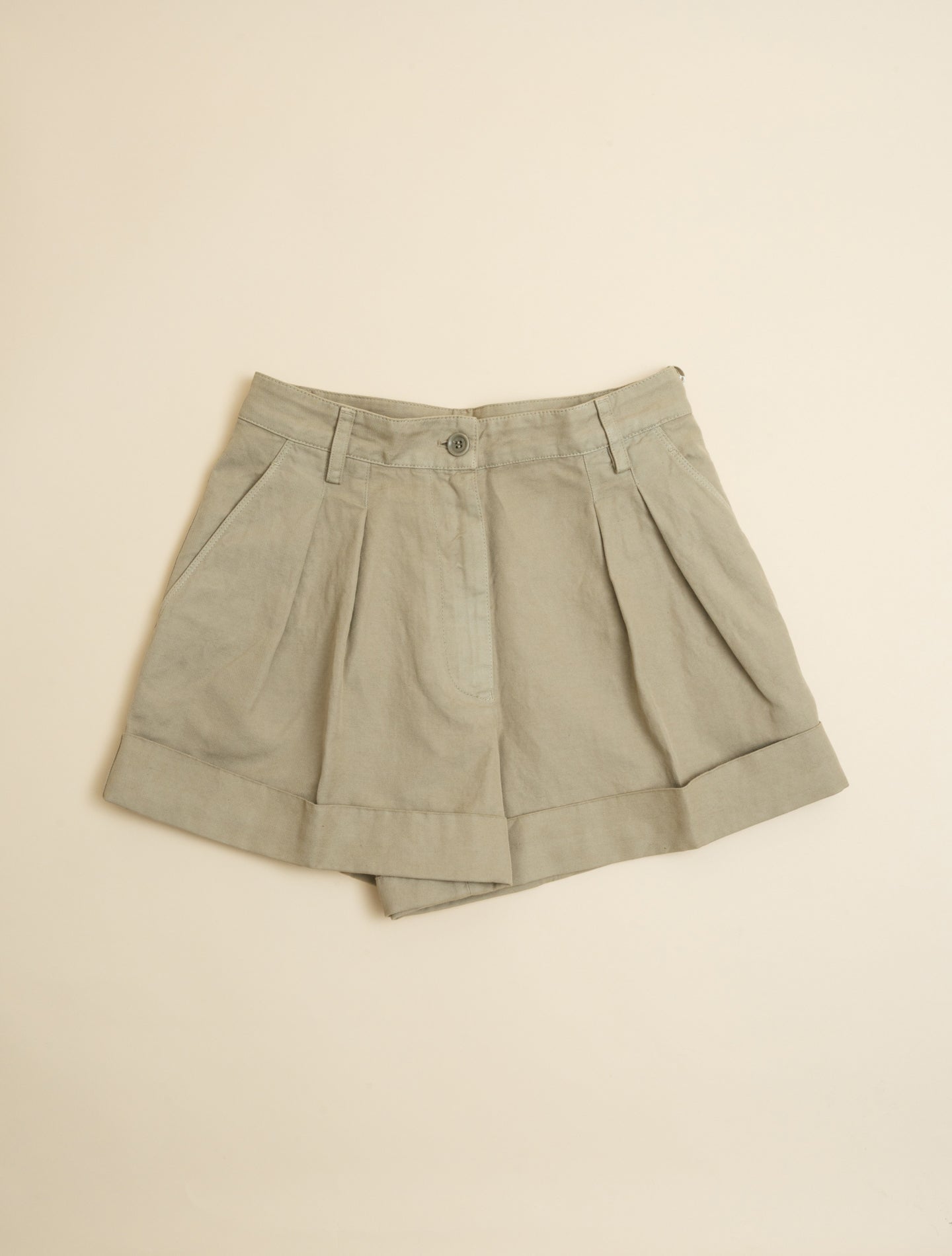 Cotton Linen Pleated Shorts Beige Aspesi Shorts IT 38