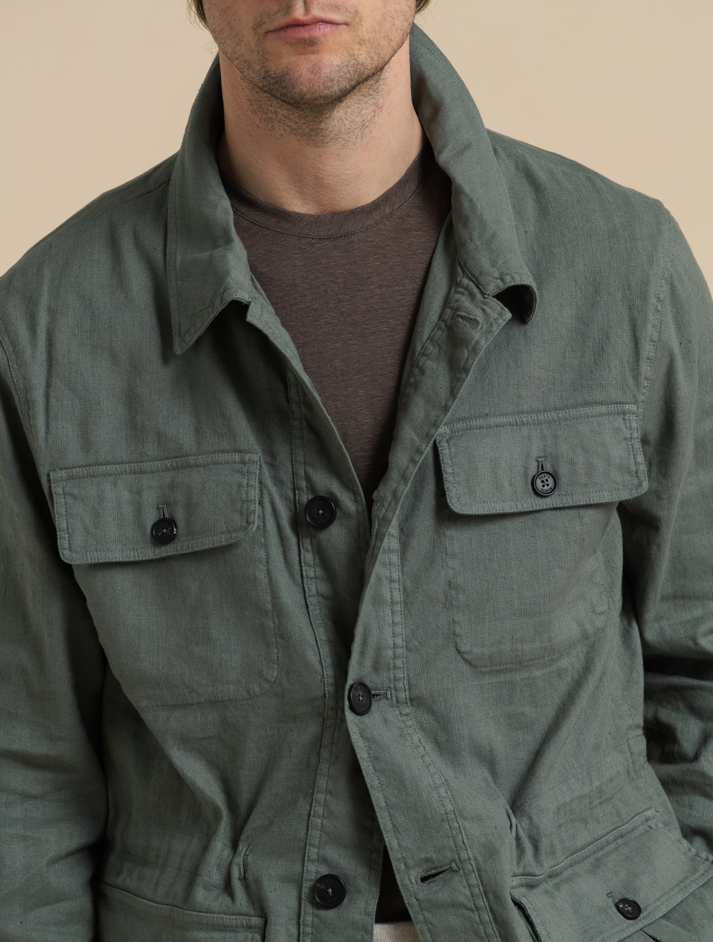 Cotton linen Safari Jacket Military Manto Outerwear 48