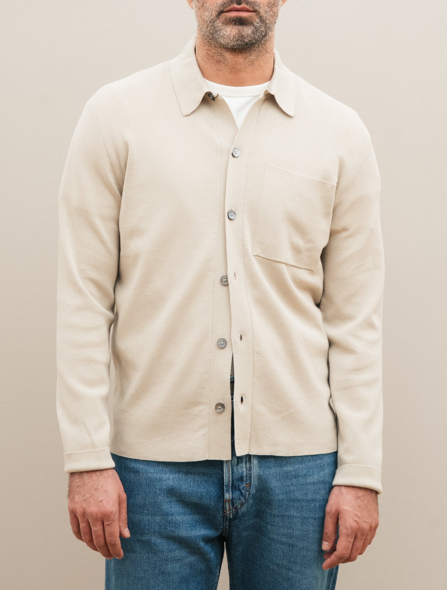Cotton Milano Stich Overshirt Sand Gabucci Knitwear 48