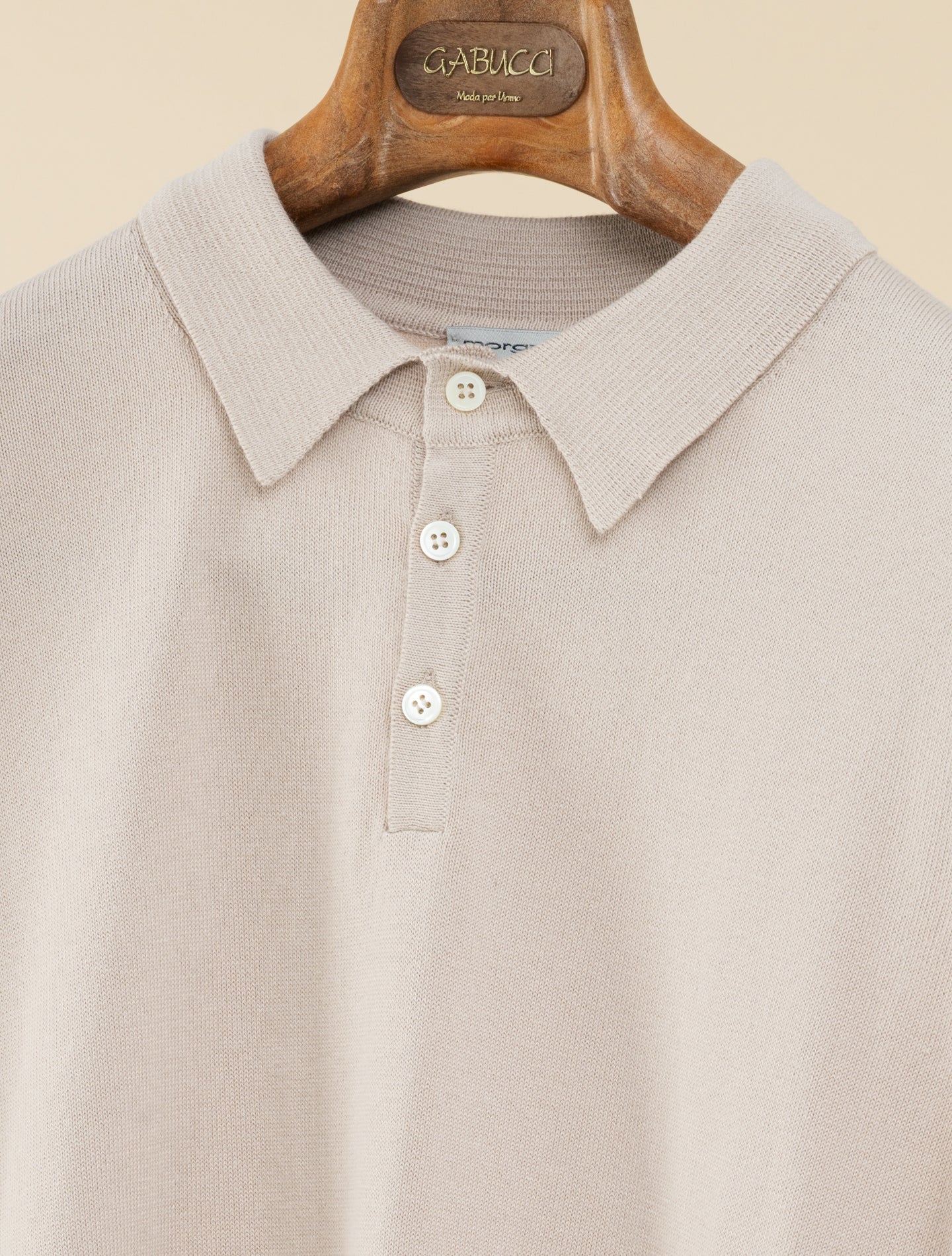 Cotton Polo Shirt Short Sleeve Beige Morgano Polo shirts 48