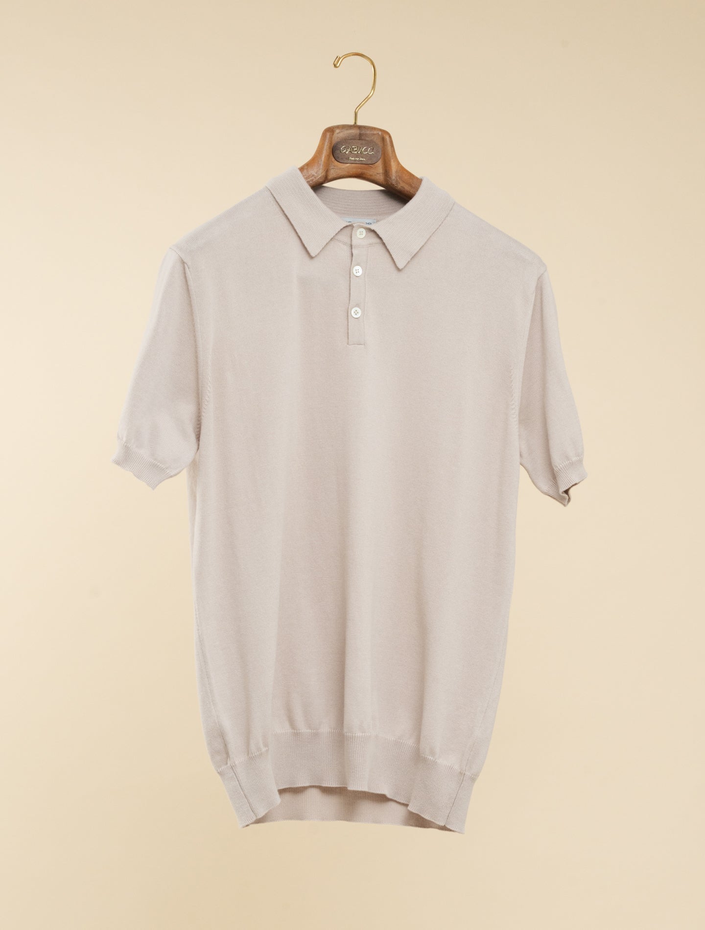 Cotton Polo Shirt Short Sleeve Beige Morgano Polo shirts 48