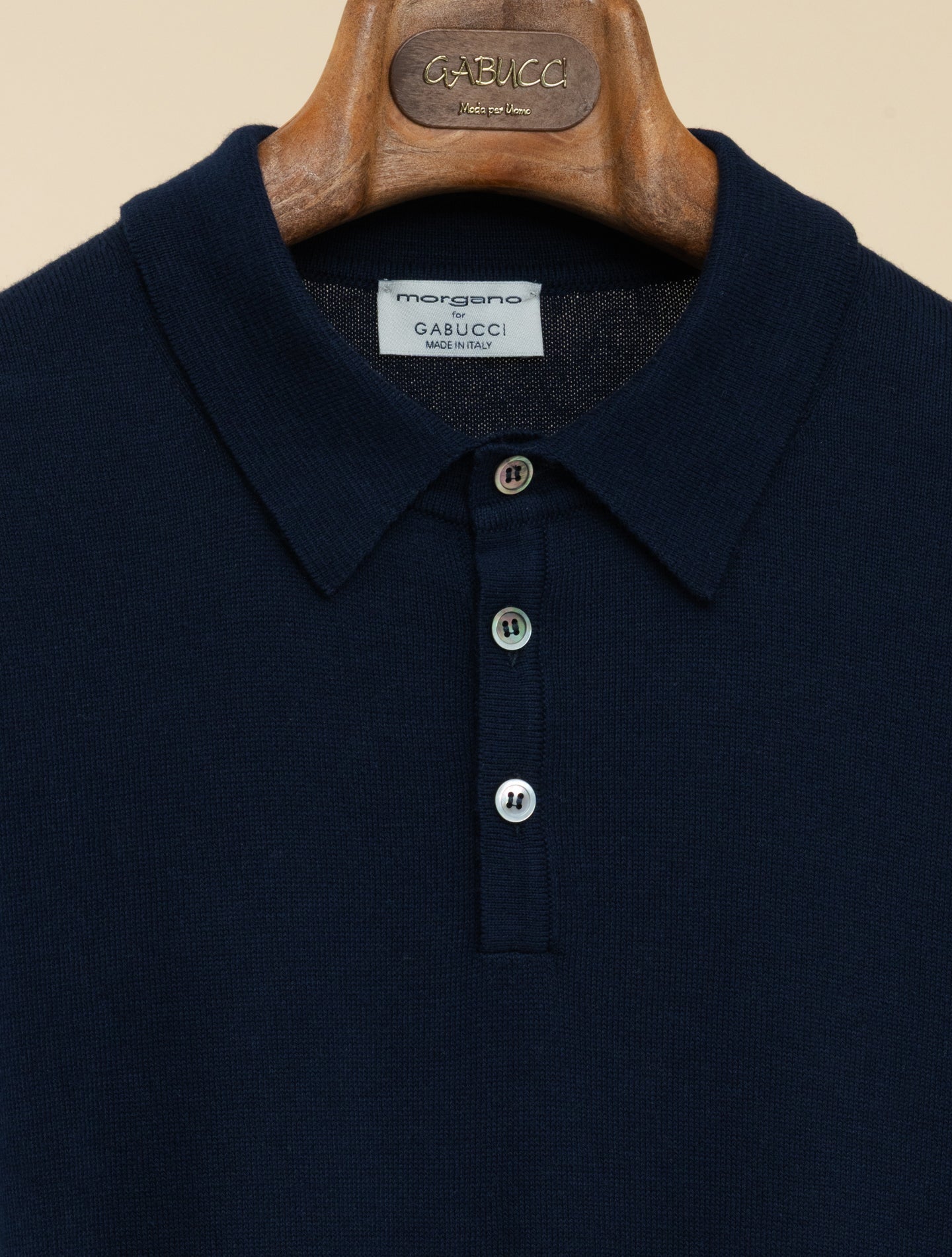 Cotton Polo Shirt Short Sleeve Navy Morgano Polo shirts 48