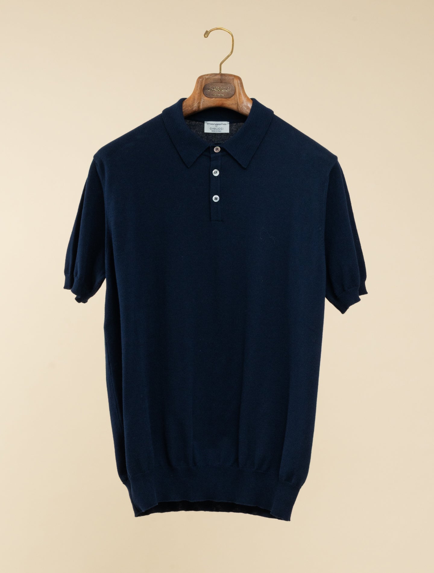 Cotton Polo Shirt Short Sleeve Navy Morgano Polo shirts 48