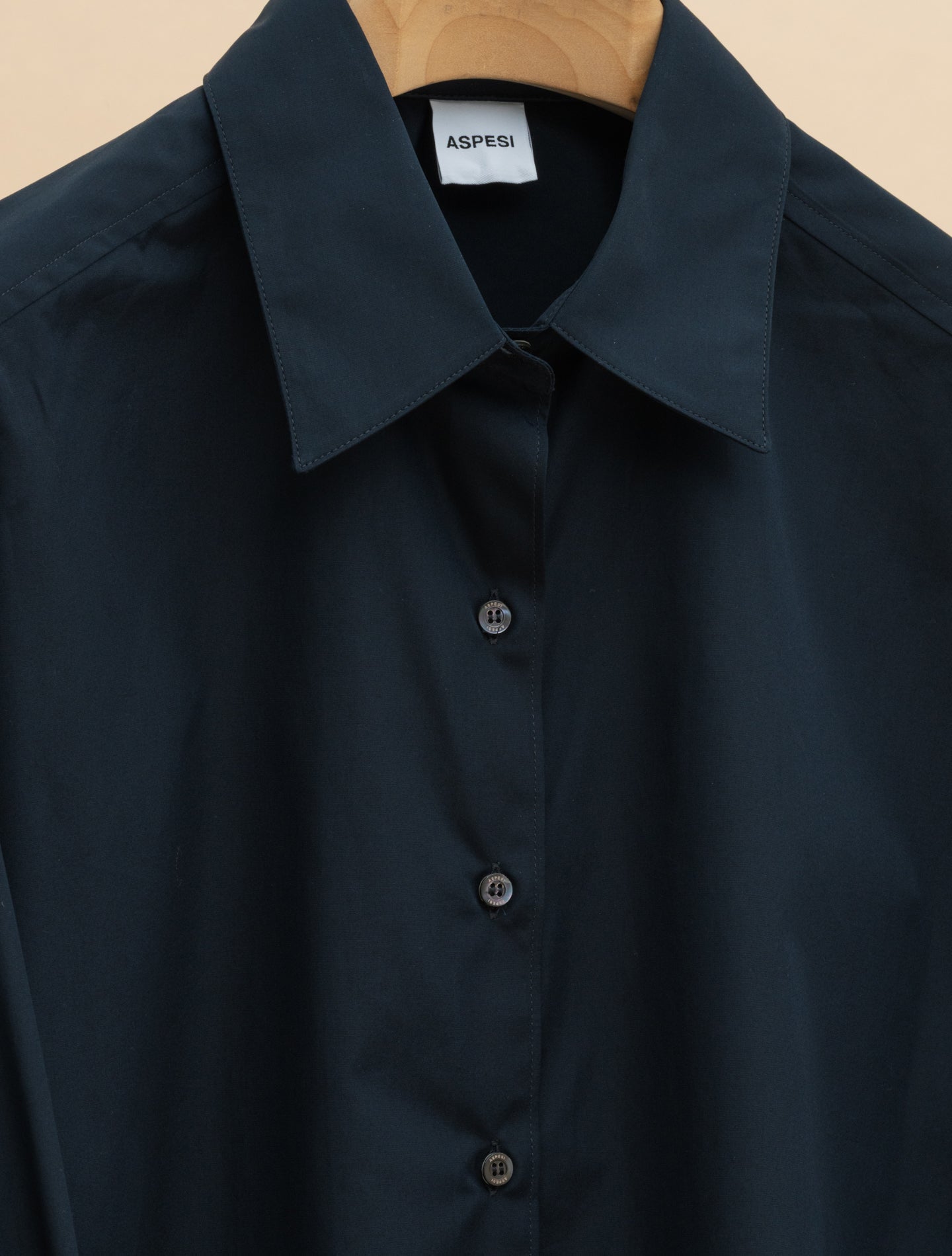 Cotton Poplin Cropped Shirt Navy Aspesi Shirts IT 38