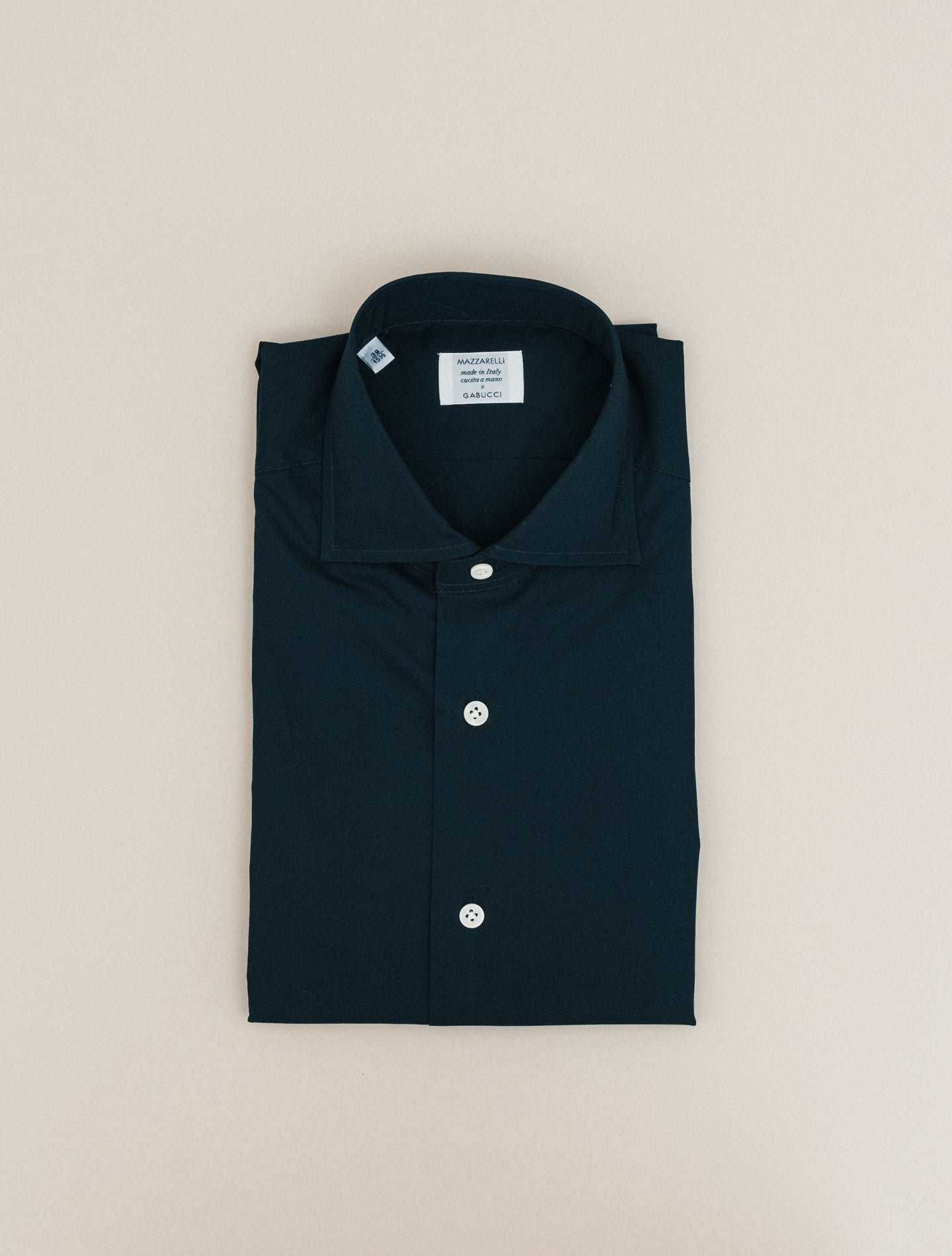 Cotton Poplin Cut Away Shirt Navy Mazzarelli Shirts 38