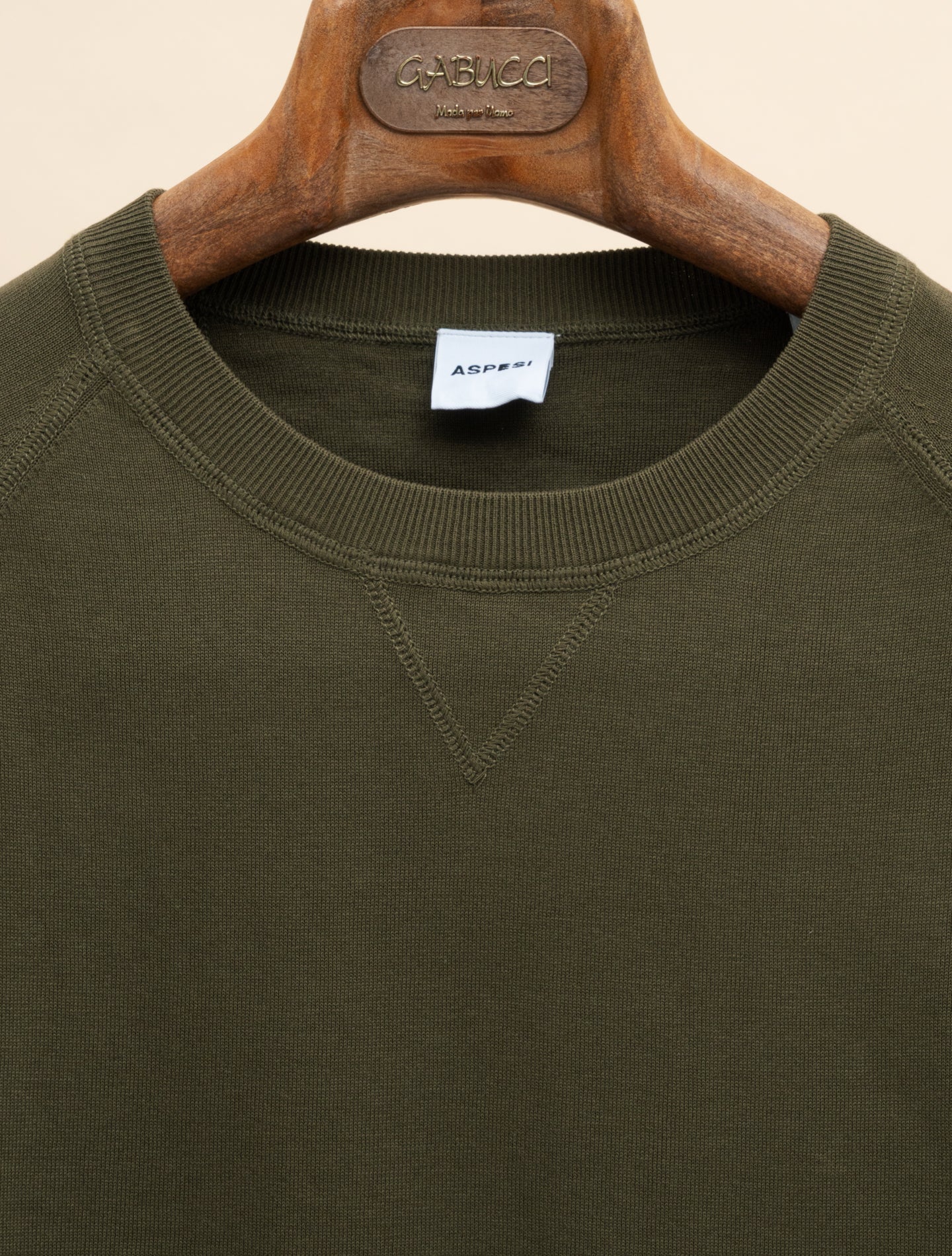 Cotton Raglan Crewneck Sweater Military Aspesi Knitwear 50