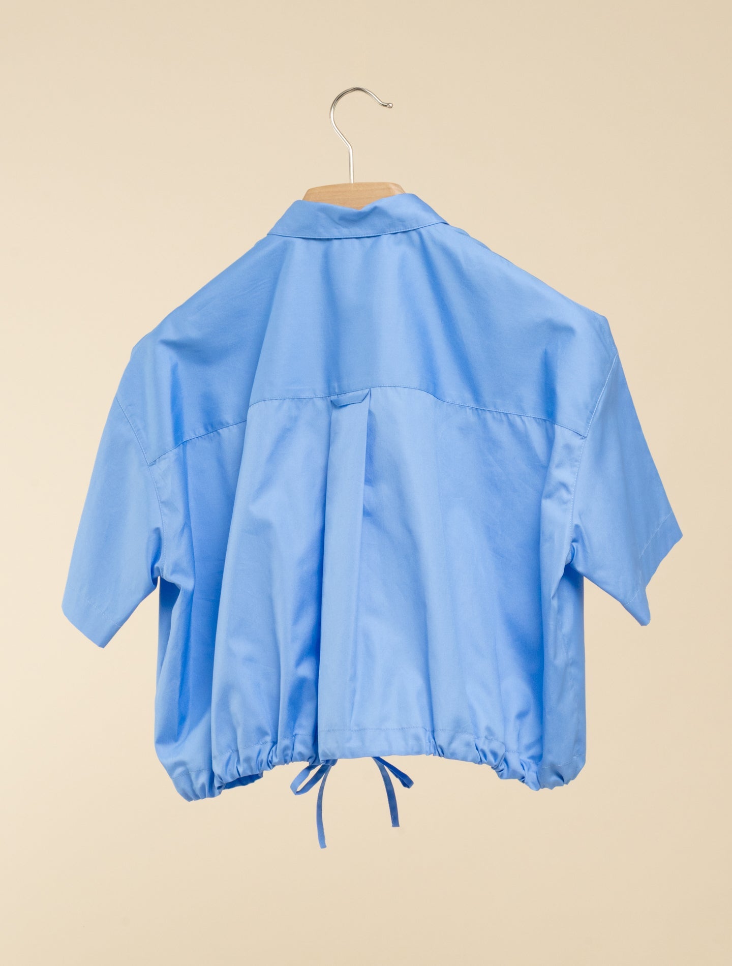 Cotton Short Sleeve Cropped Shirt Sky Blue Aspesi Shirts IT 38