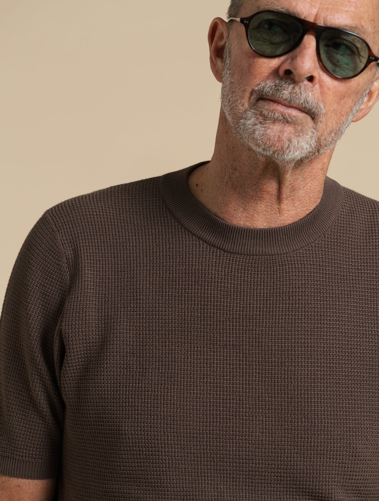 Cotton Structured Crewneck Short Sleeve Marrone Fioroni Knitwear 48