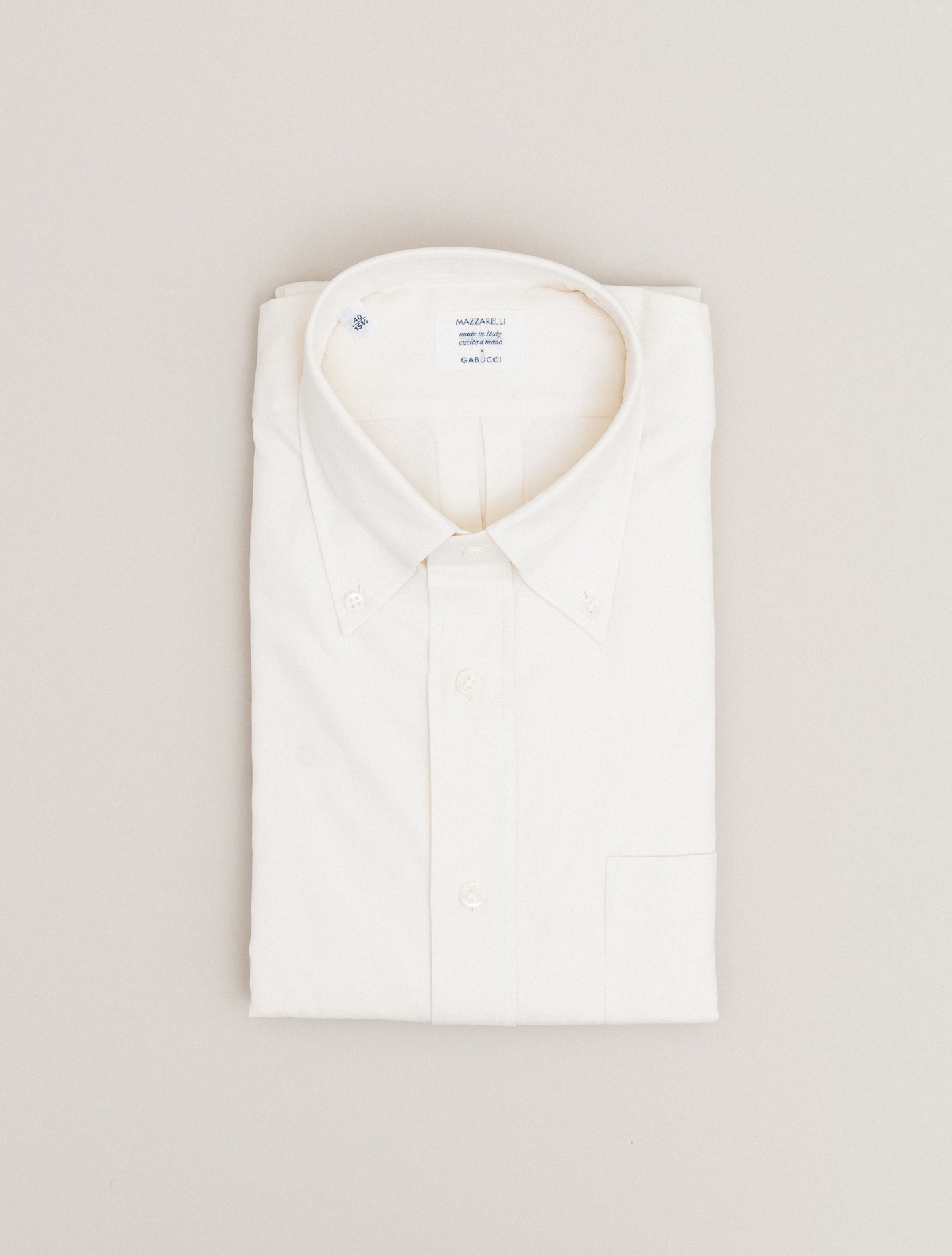 Cotton Twill IVY Fit Shirt Cream Mazzarelli Shirts 38