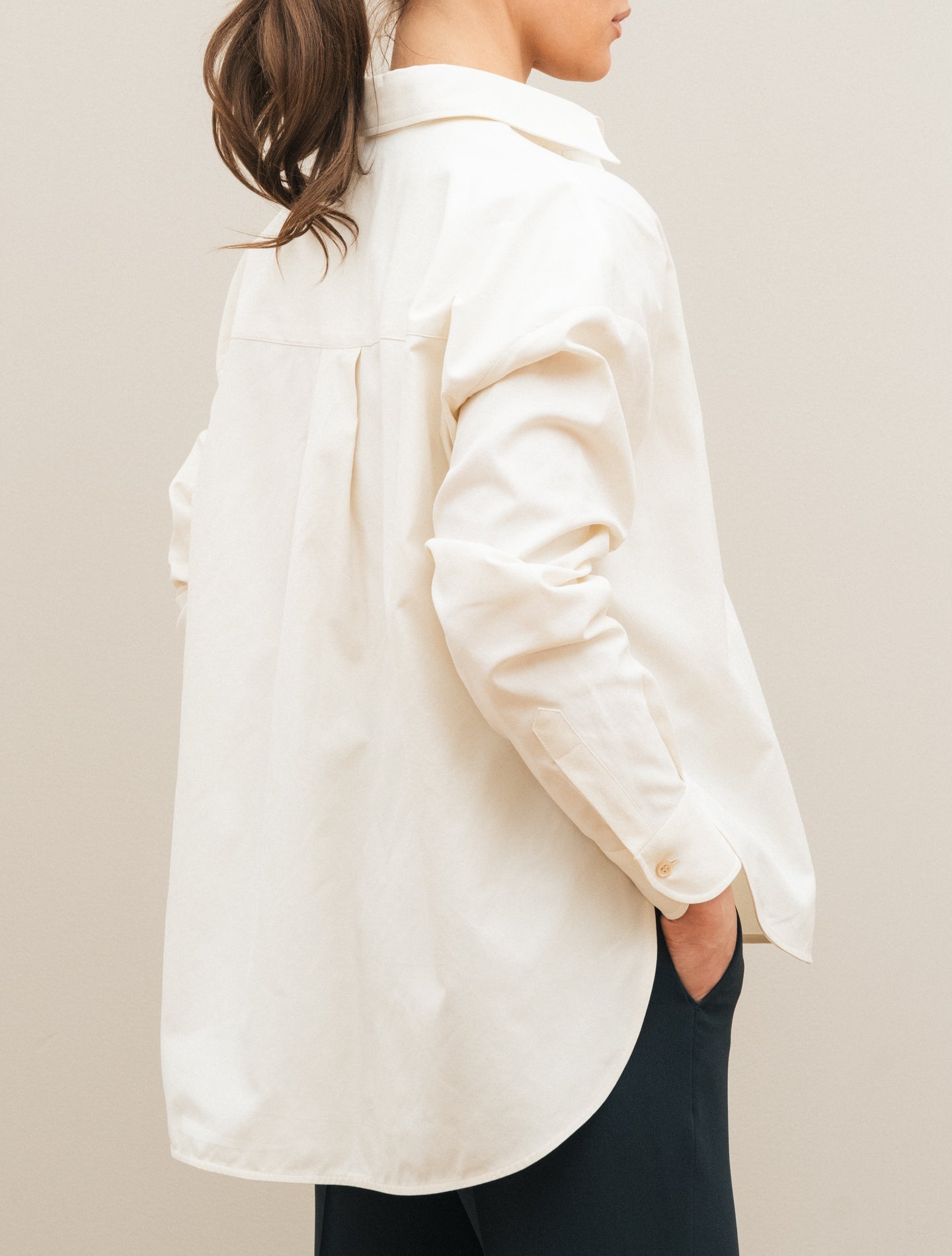 Cotton Twill Shirt Cream Mazzarelli Shirts IT 36
