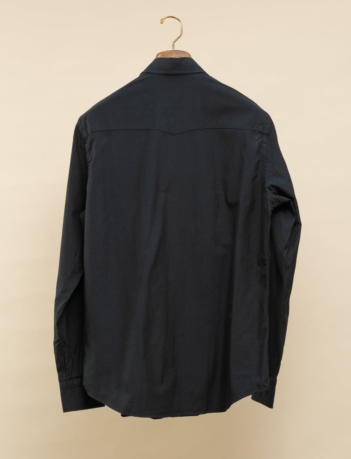 Cotton Twill Snap Button Shirt Black Mazzarelli Shirts 38