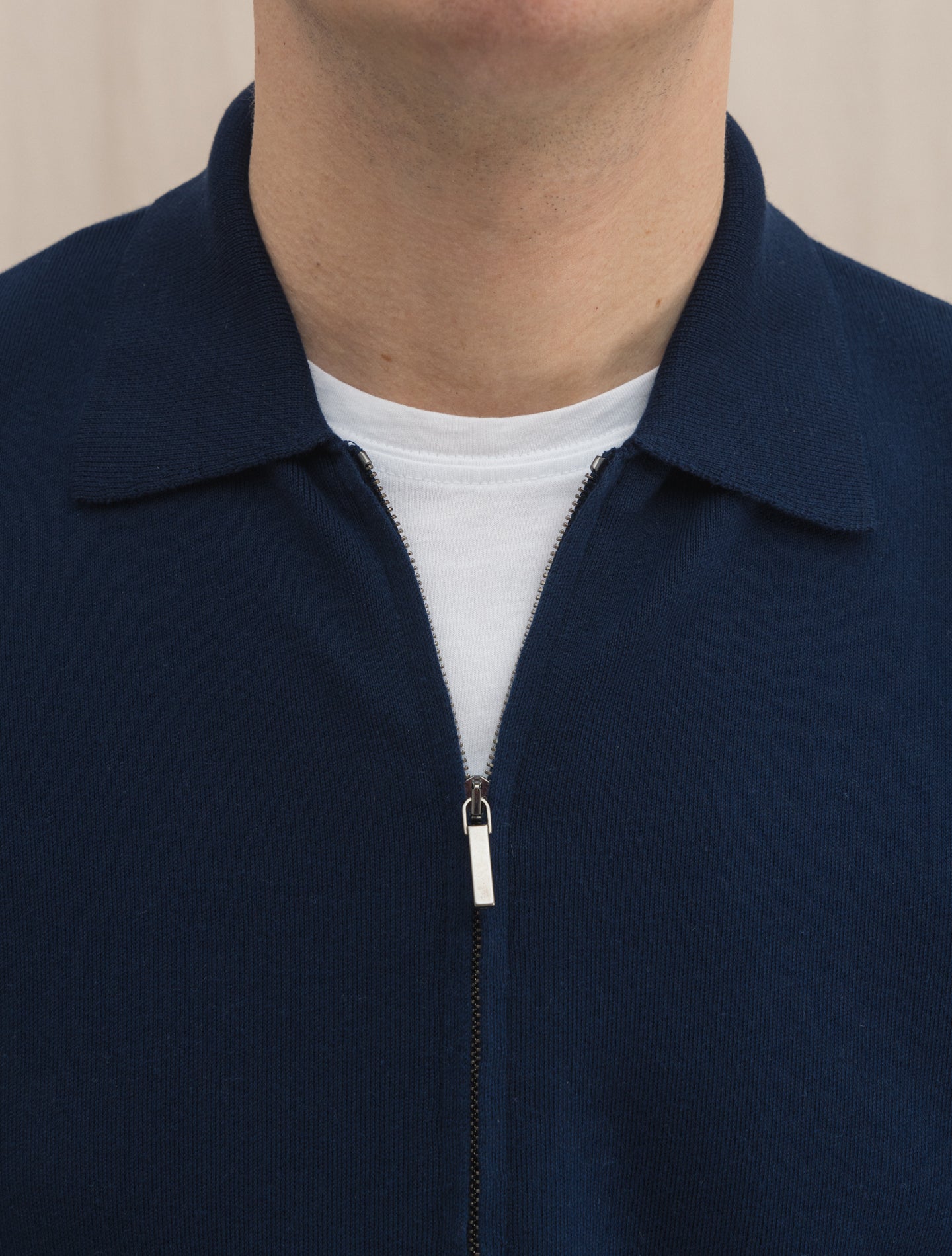 Cotton Zip Jacket Navy Gabucci Knitwear 48