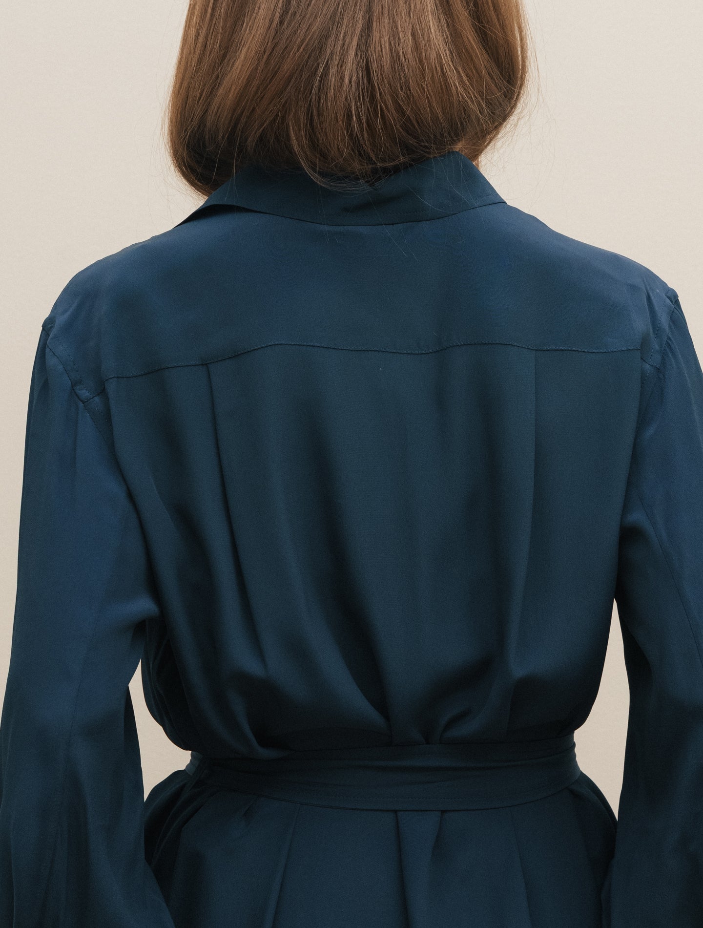 Crepe Silk Shirt Dress Navy Aspesi Dresses IT 38