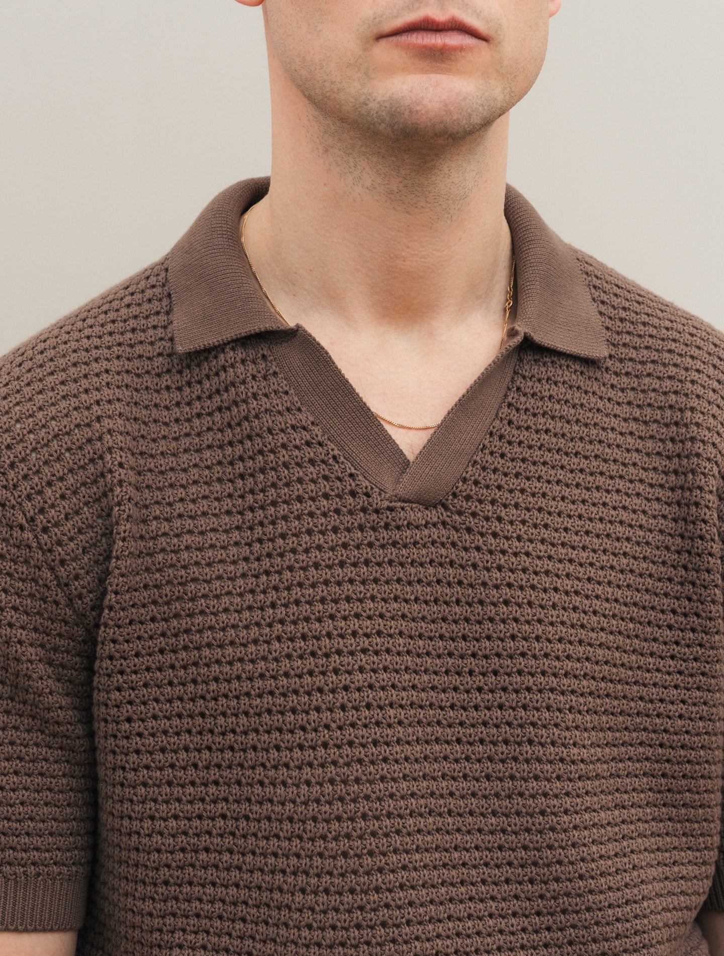 Crochet Polo Shirt Short Sleeve Brown Gabucci Polo shirts 48