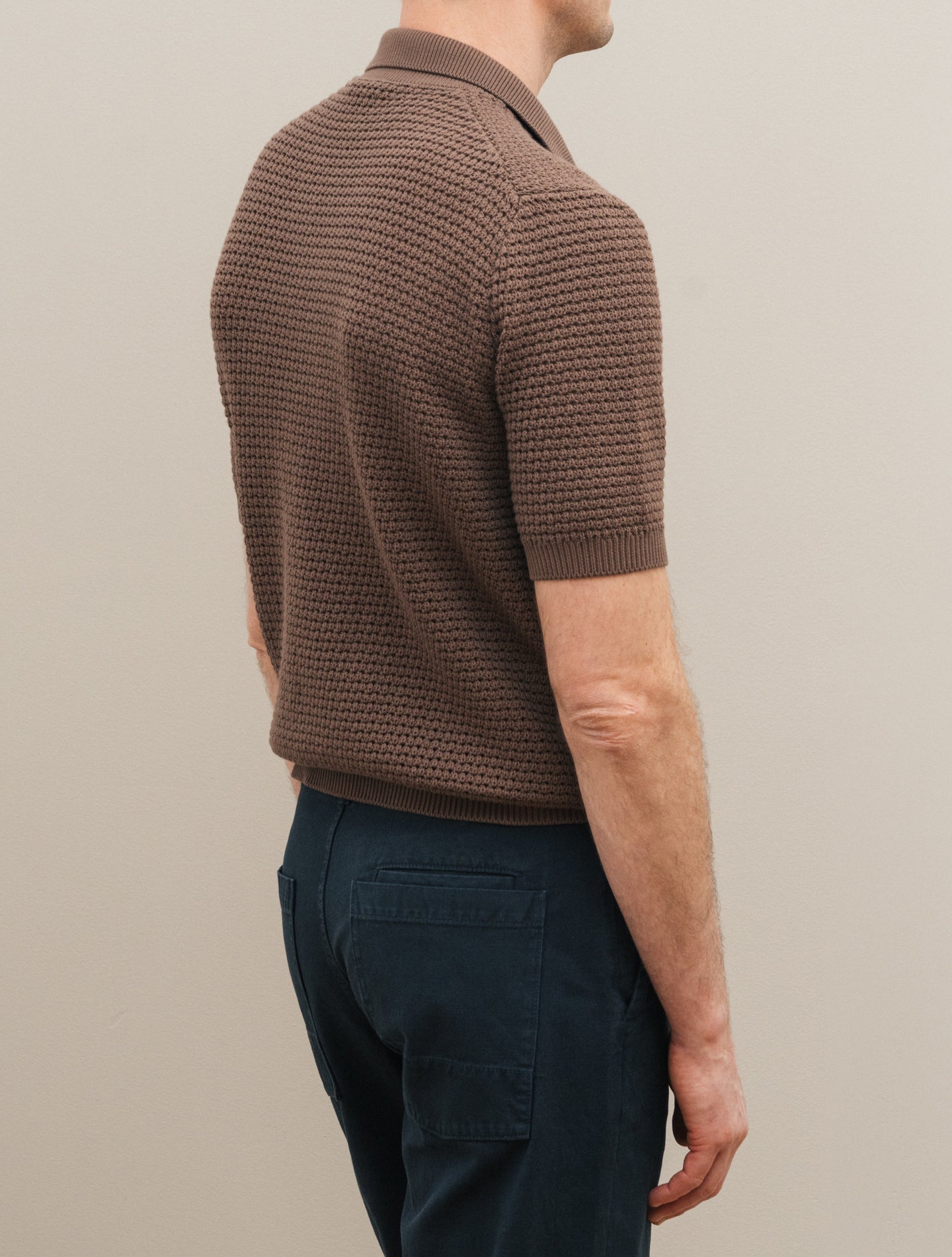 Crochet Polo Shirt Short Sleeve Brown Gabucci Polo shirts 48