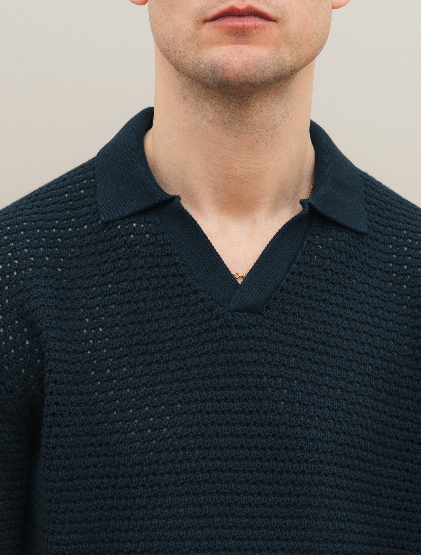 Crochet Polo Shirt Short Sleeve Navy Gabucci Polo shirts 48