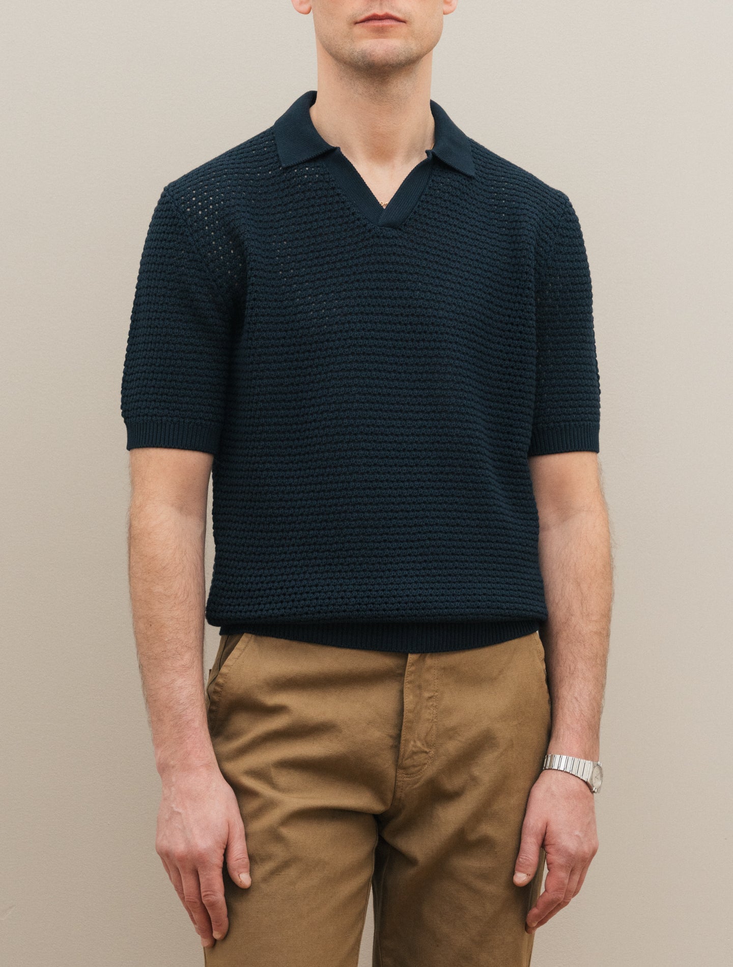 Crochet Polo Shirt Short Sleeve Navy Gabucci Polo shirts 48