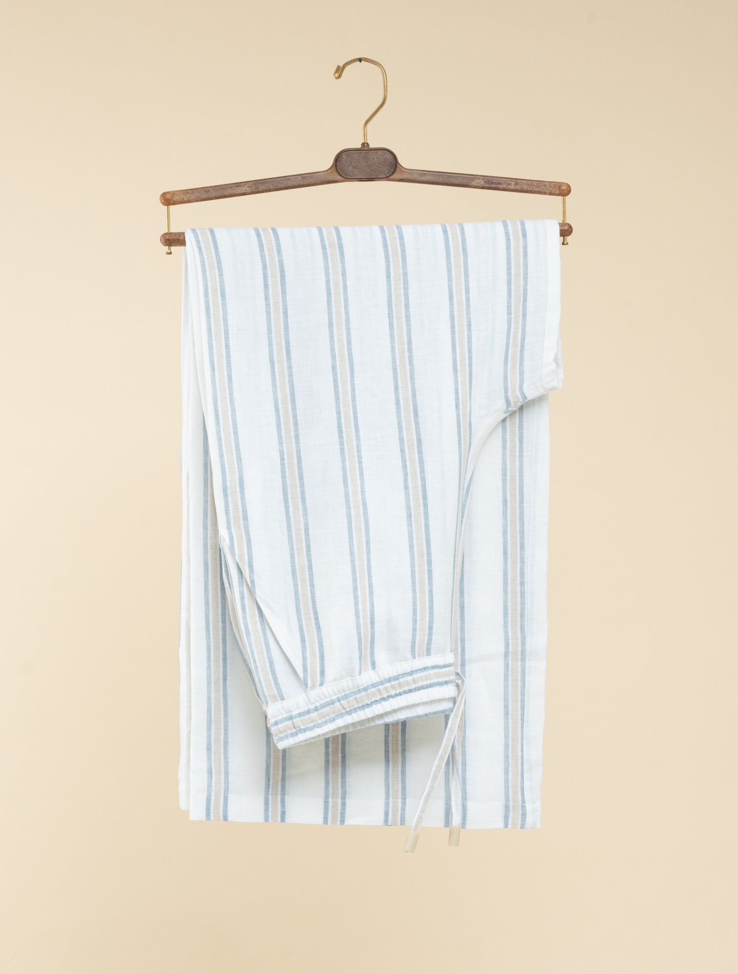 Diana Miami Linen Striped Wide - Leg Trousers Blue Fedeli Trousers IT 40