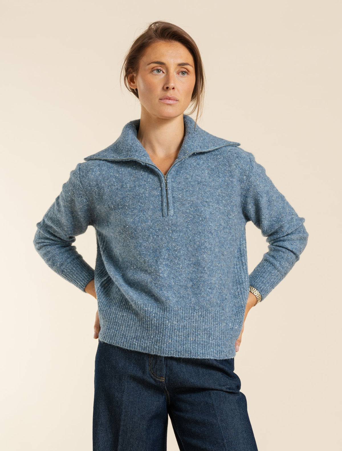 Donegal Half Zip Sweater Sky Blue Morgano Knitwear IT 40