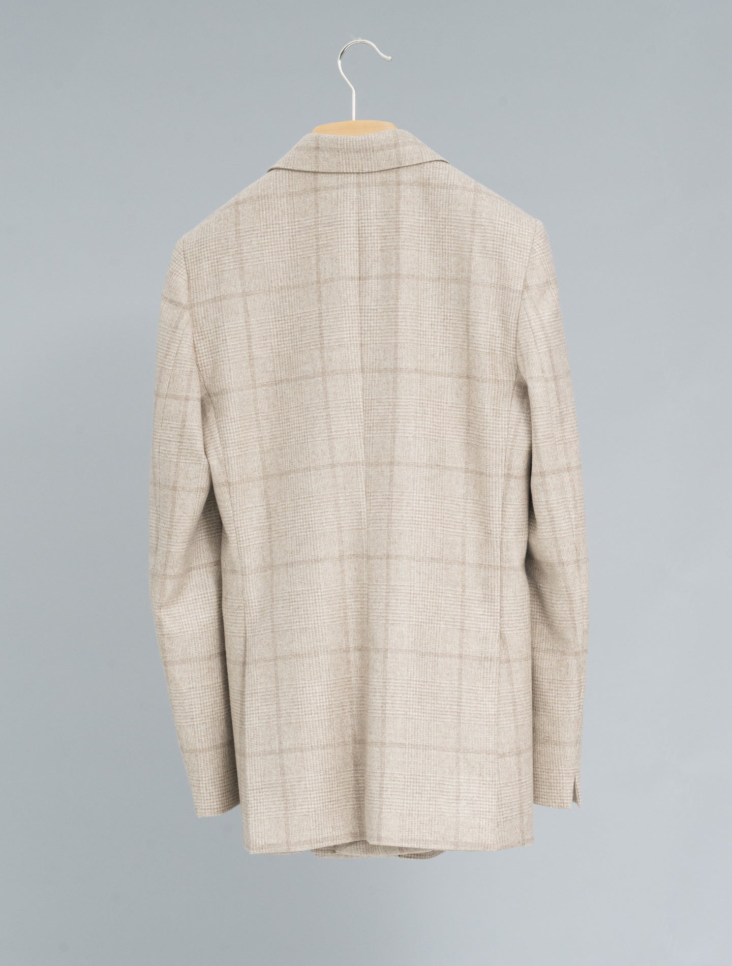 Double Breasted Cashmere Prince of Wales Jacket Beige Lardini Jackets IT 40