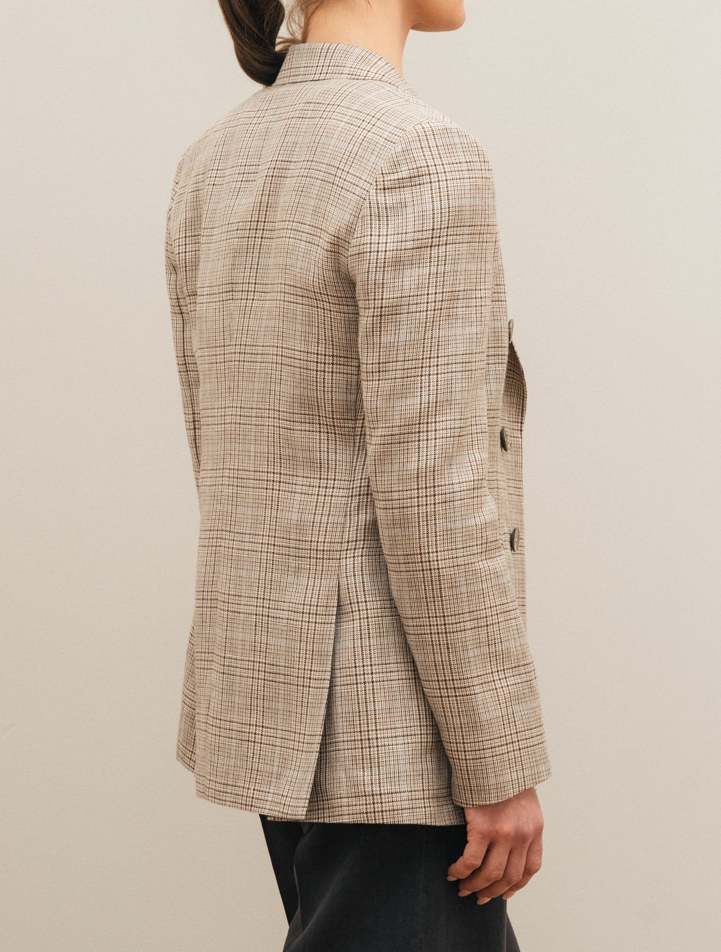 Double Breasted Glencheck Jacket Beige Lardini Jackets IT 40
