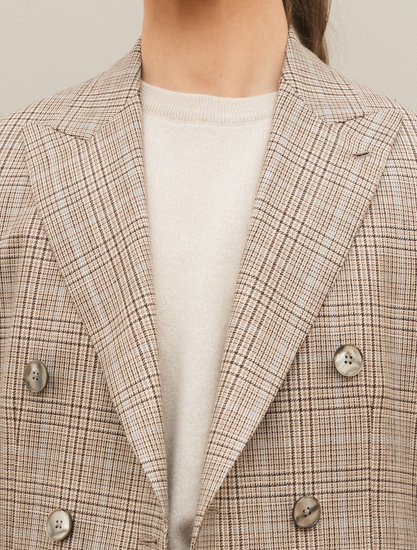 Double Breasted Glencheck Jacket Beige Lardini Jackets IT 40