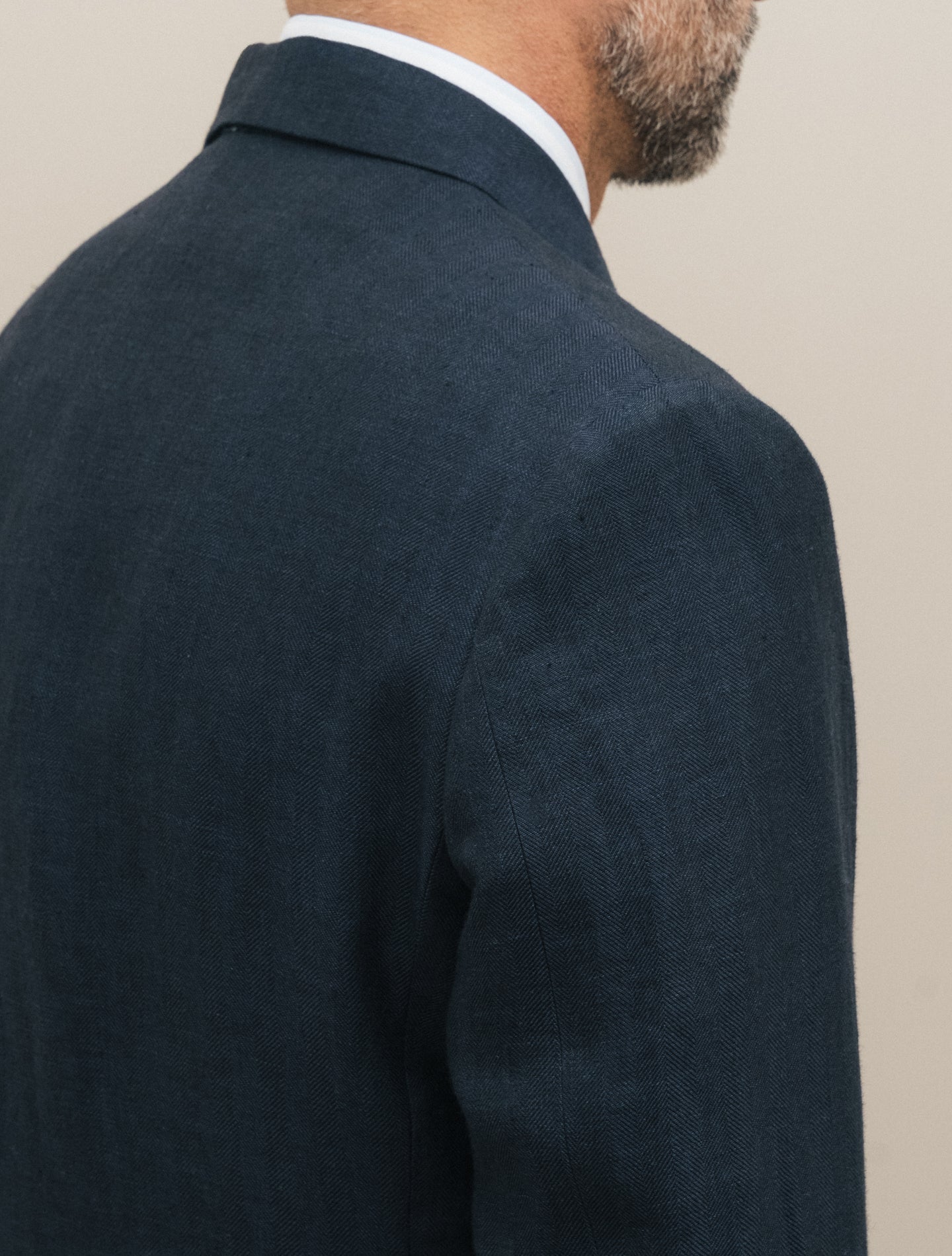 Double Breasted Herringbone Linen Suit Navy Lardini Suits 48