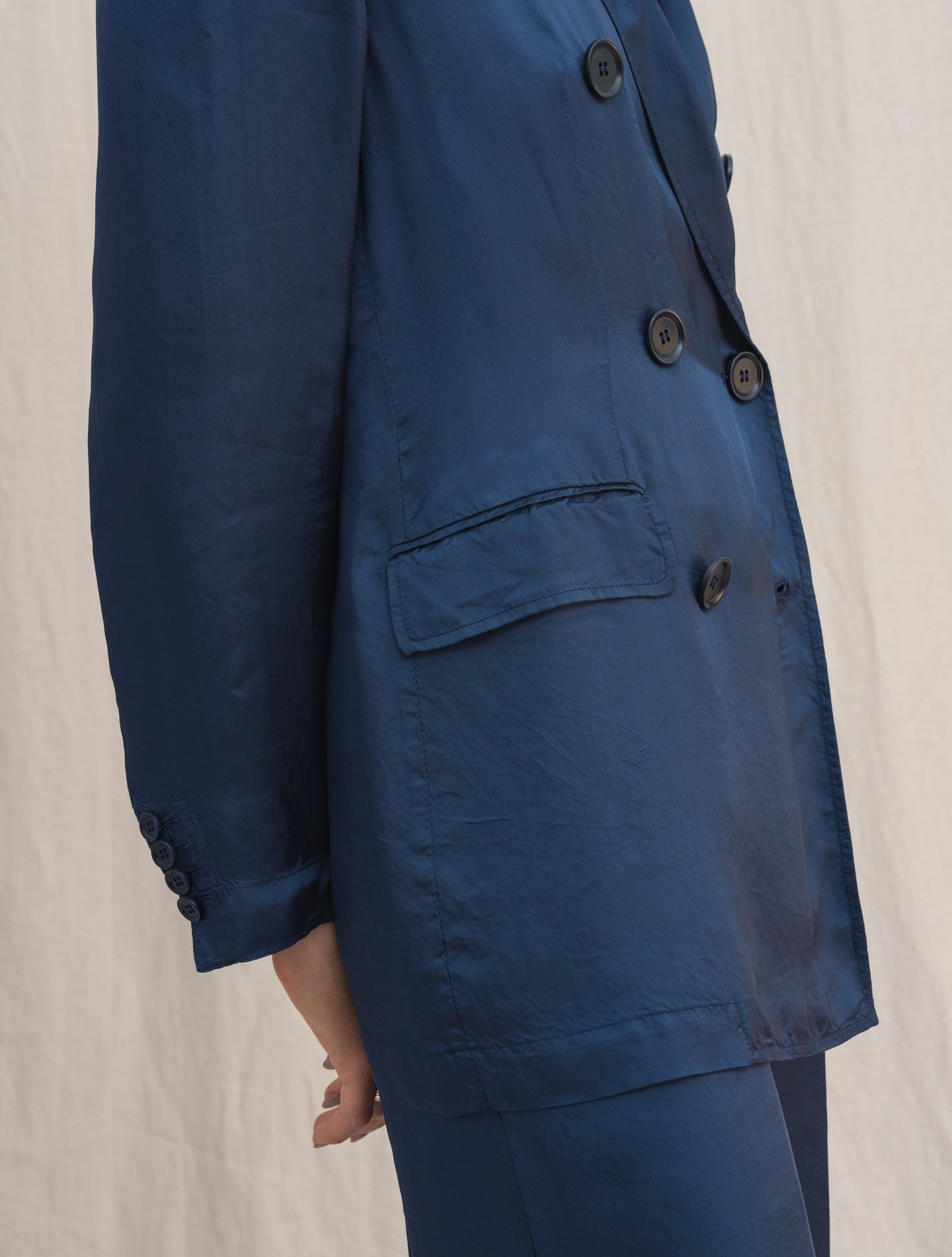 Double Breasted Relaxed Fit Jacket Blue Aspesi Jackets IT 38