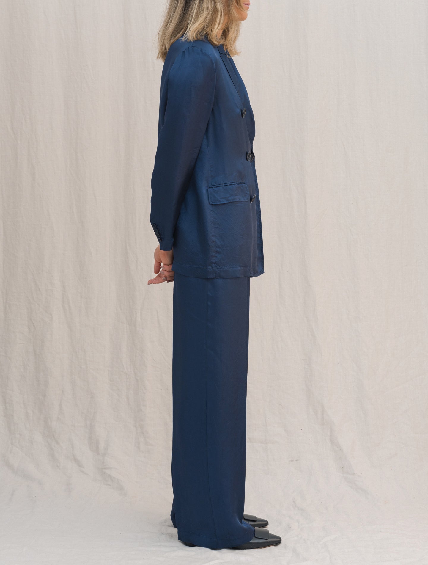 Double Breasted Relaxed Fit Jacket Blue Aspesi Jackets IT 38