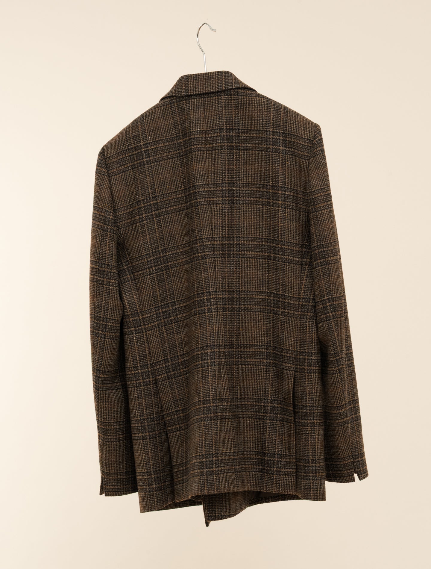 Double Breasted Wool Cashmere Glencheck Jacket Brown Lardini Jackets IT 40