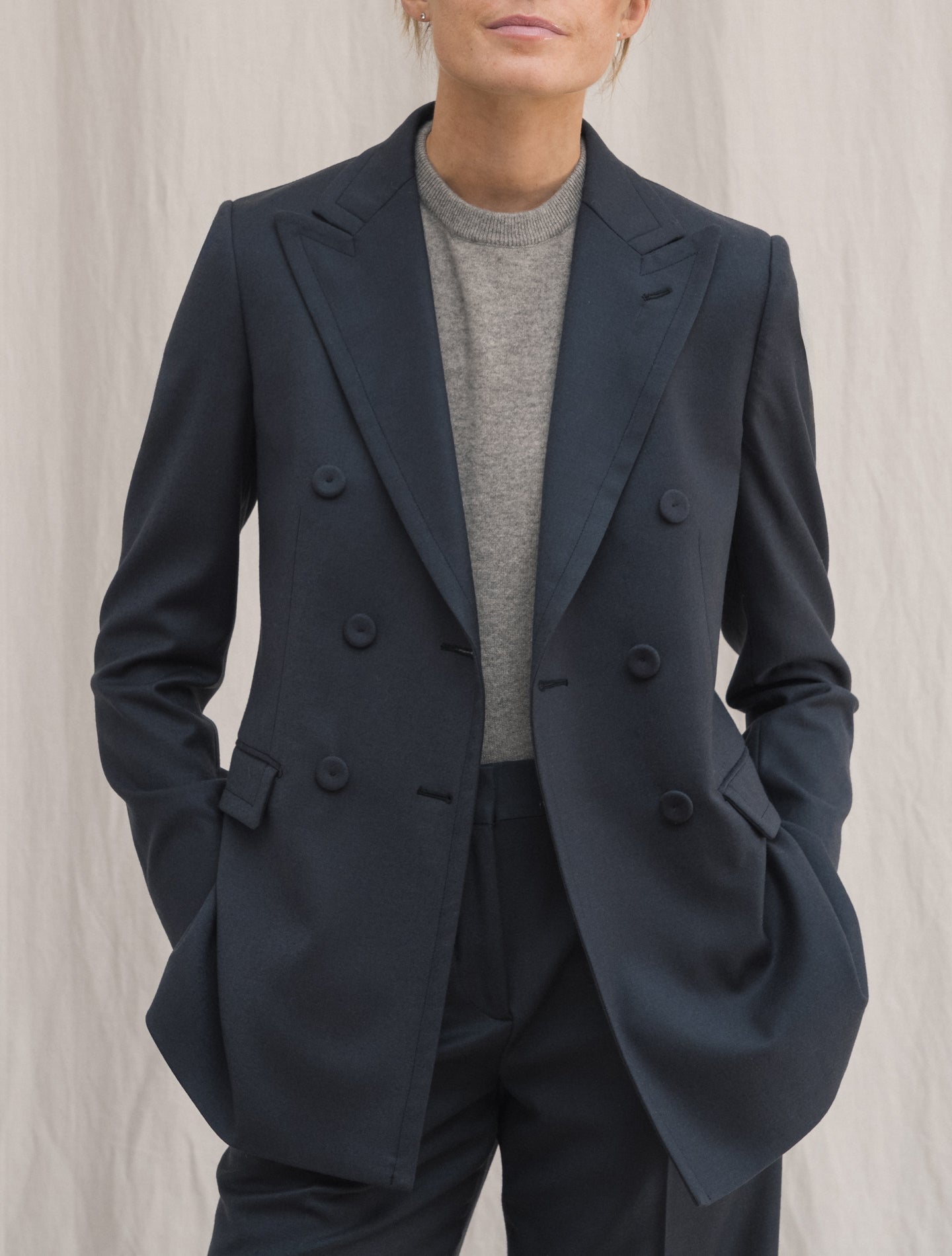 Double Breasted Wool Jacket Dark Antracit Lardini Jackets IT 38