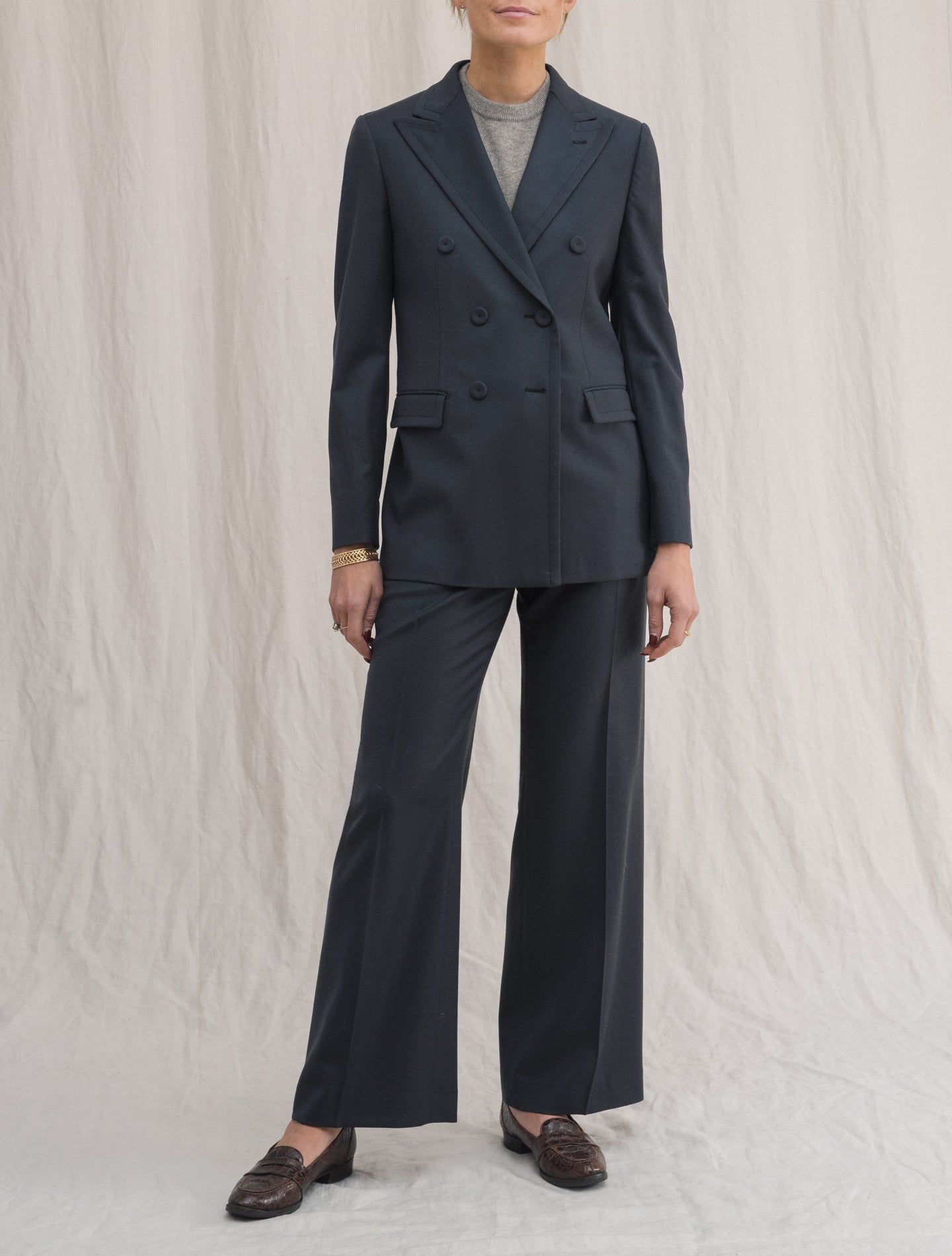 Double Breasted Wool Jacket Dark Antracit Lardini Jackets IT 38