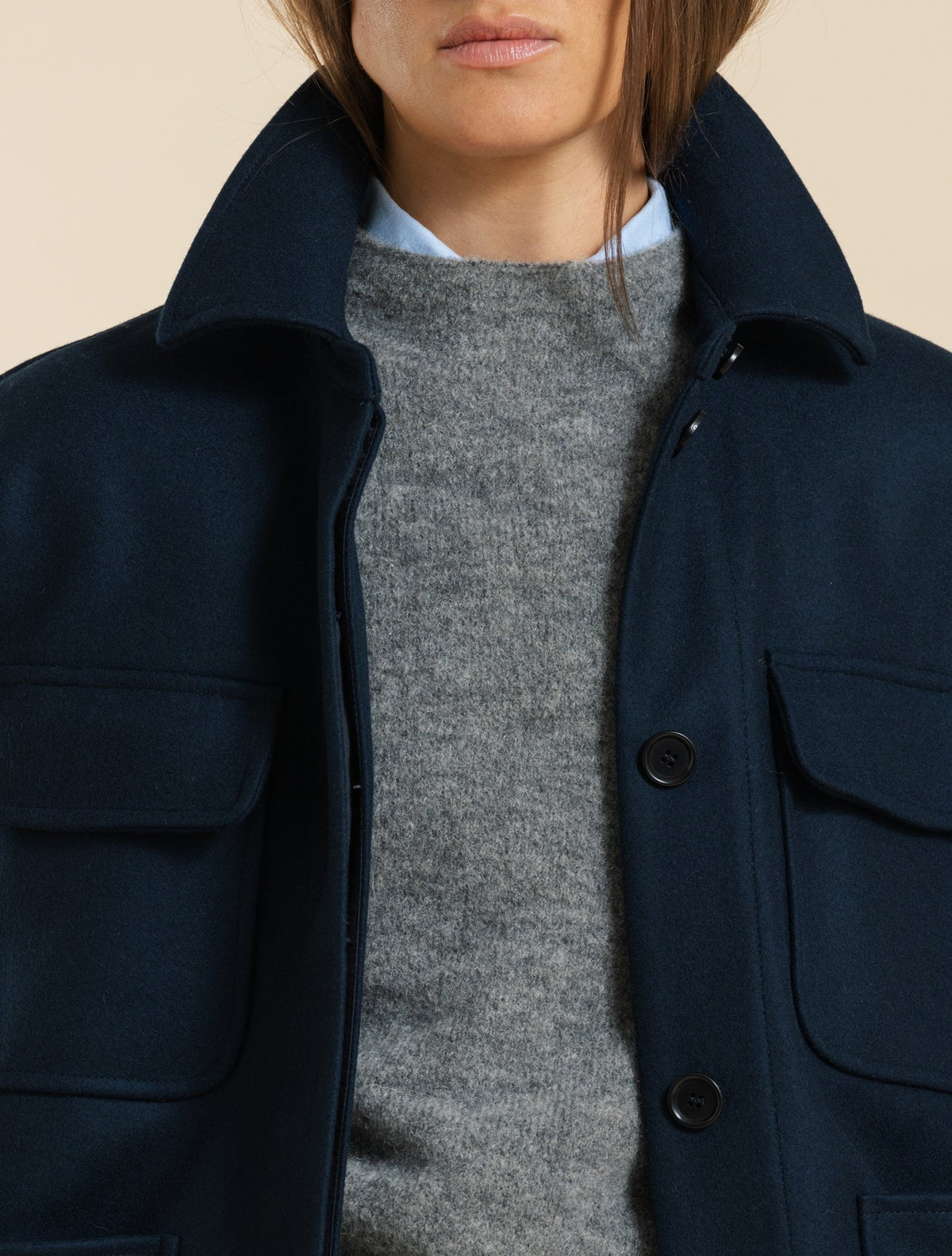 Double-faced Wool Shirt Jacket Navy Aspesi Outerwear IT 36