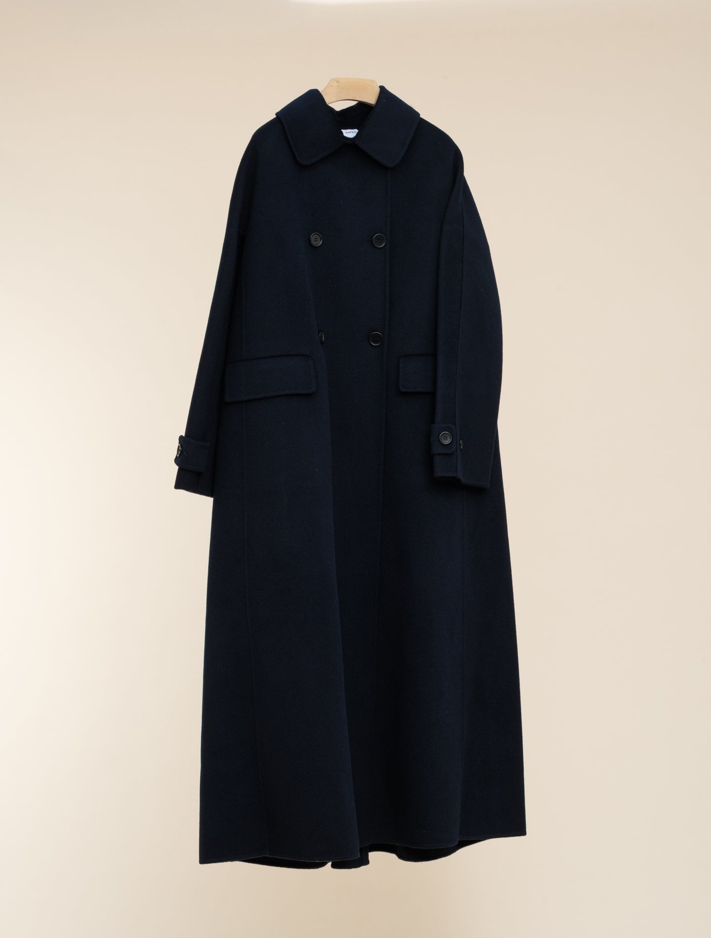 Double Wool Long Coat Navy Aspesi Outerwear IT 38