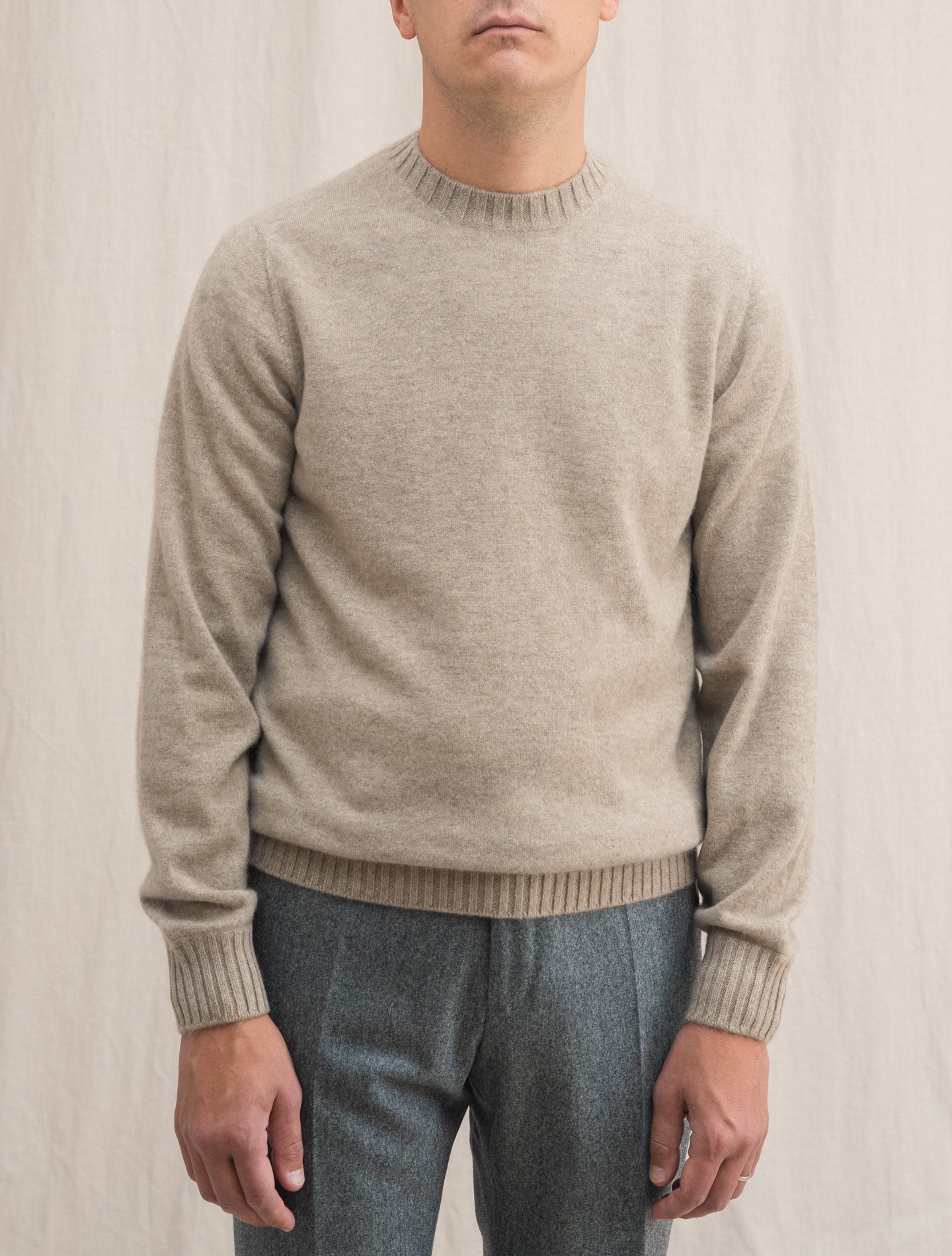 Duvet Cashmere Knitted Crewneck Beige Fioroni Knitwear 48