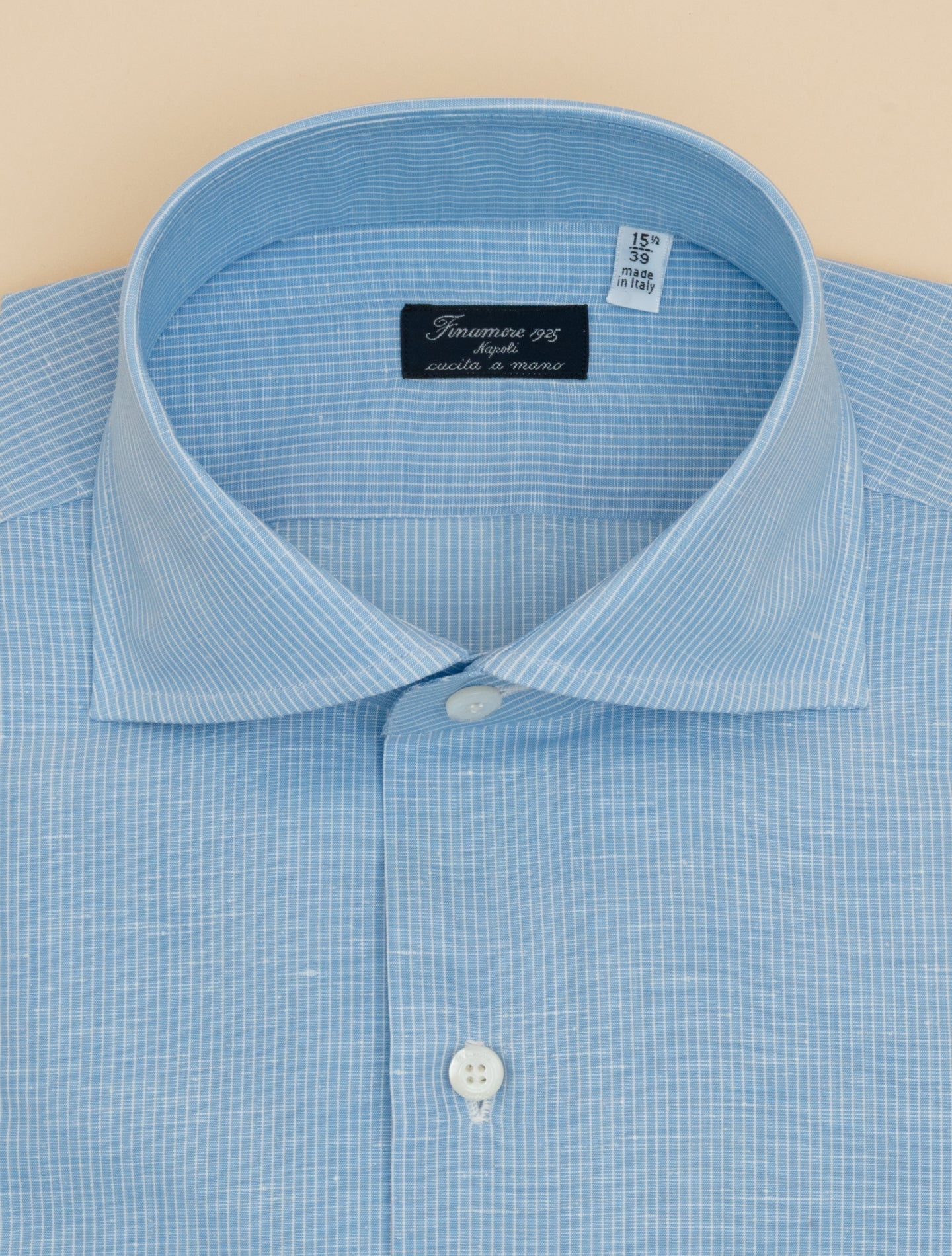 Eduardo Cotton Linen Reverse Striped Shirt Blue Finamore Shirts 39